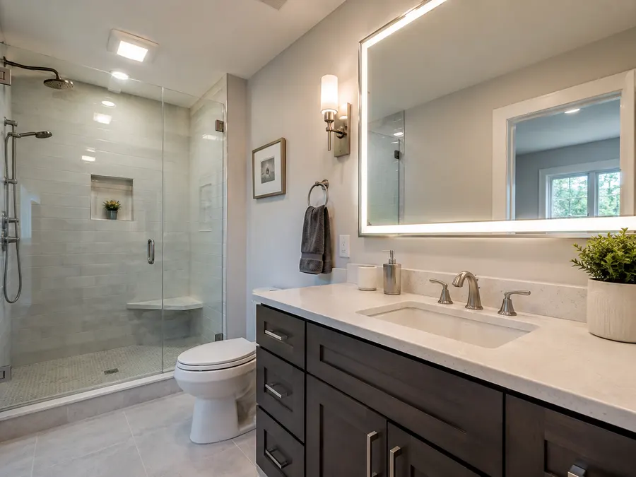 Recessed LED lighting installed in a renovated interior