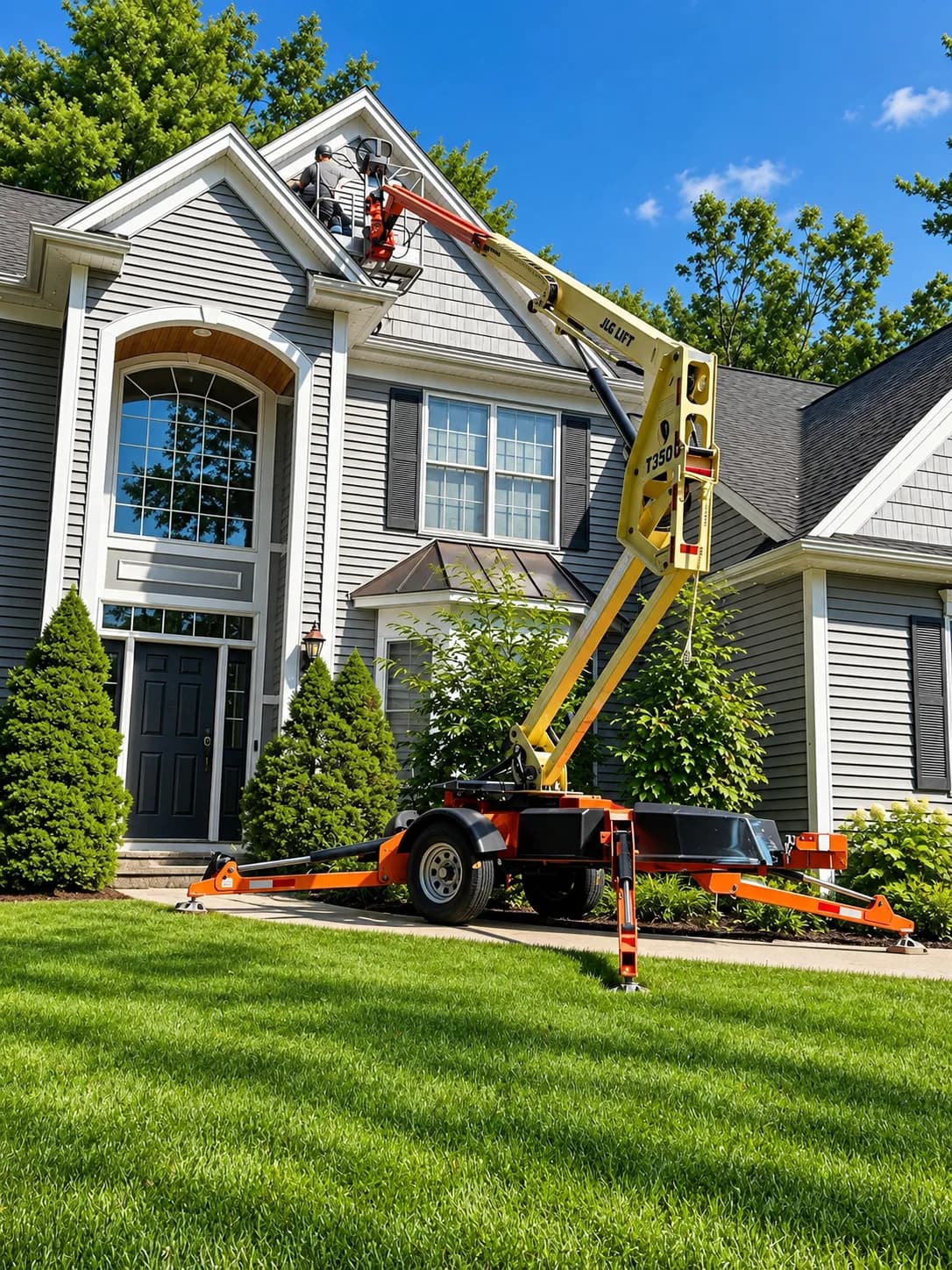 Ai Rendered Bucket Lift Gable Siding Repair