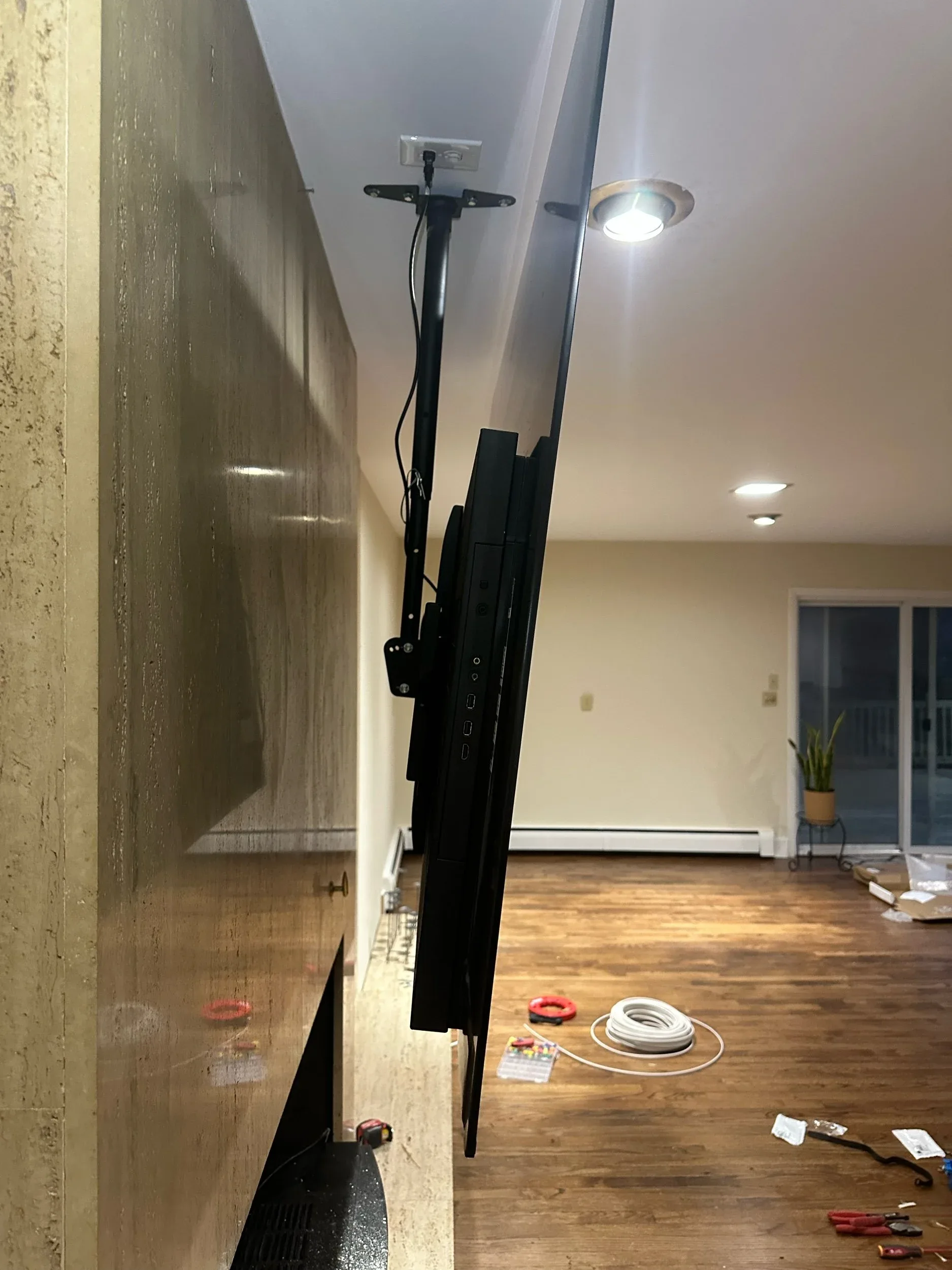 Articulating TV Mount Arm Extended Cable Install