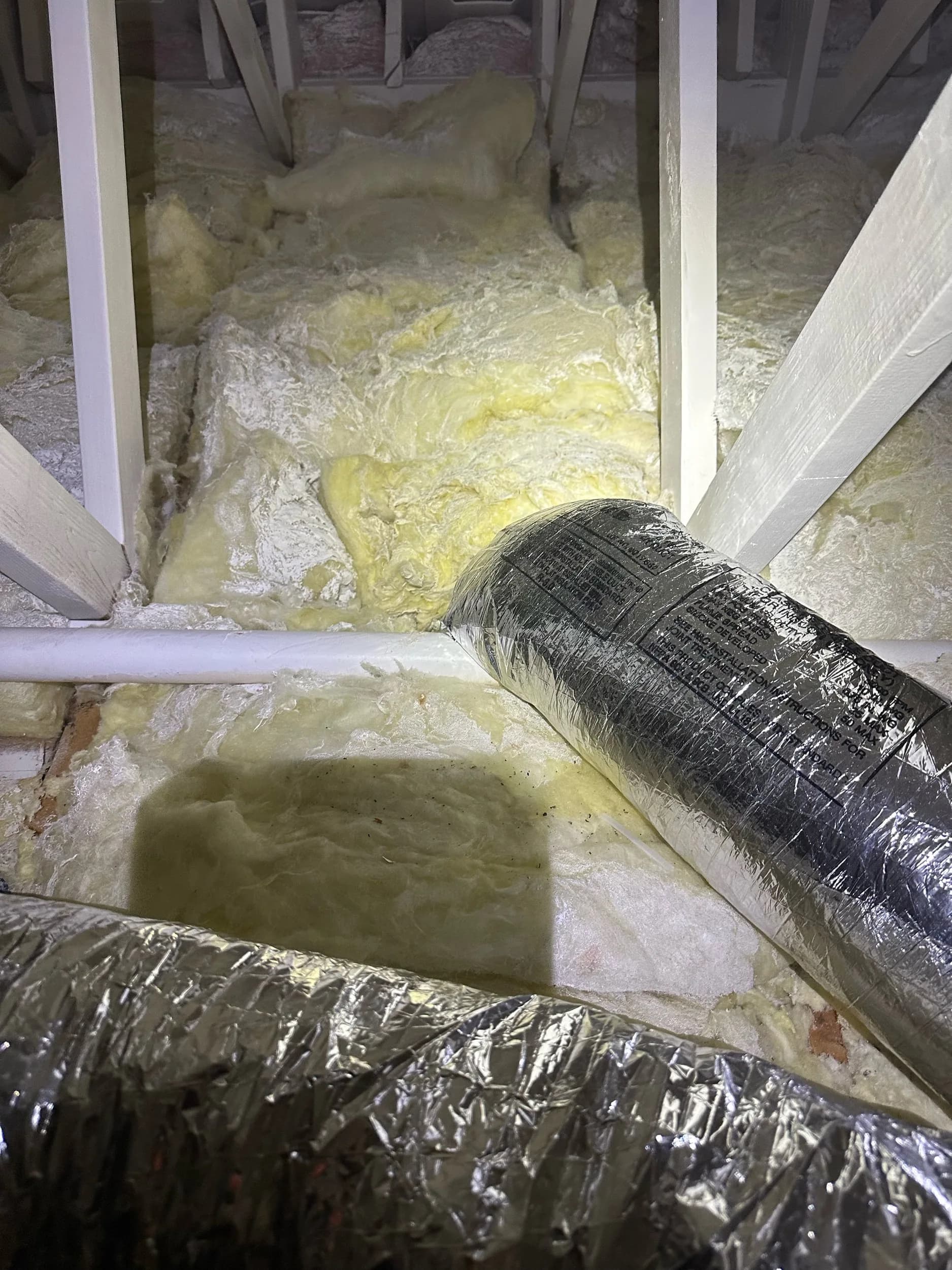 Attic Duct Insulation Batt Connection Closeup