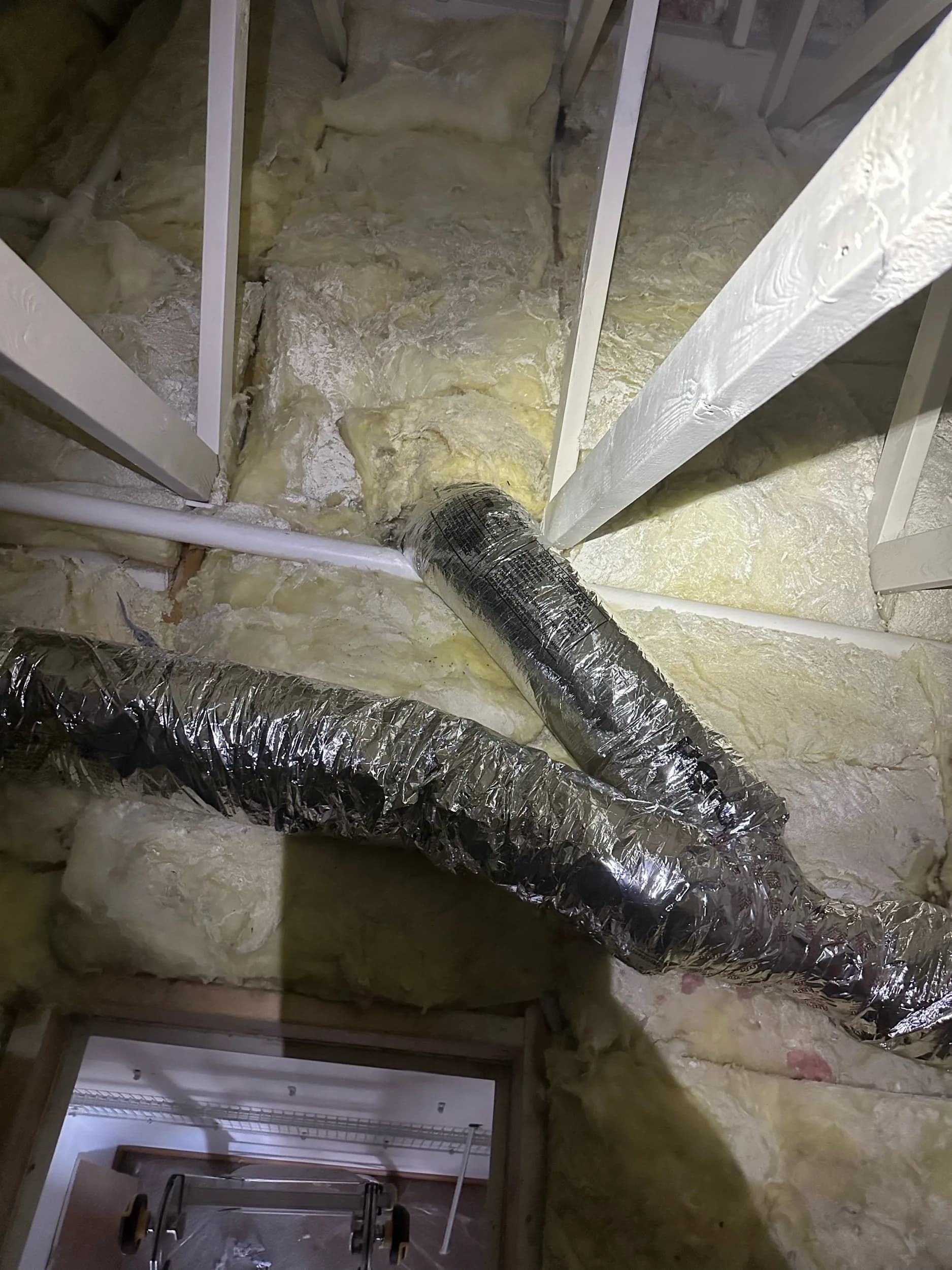 Attic Flex Duct Crossing Roof Rafters