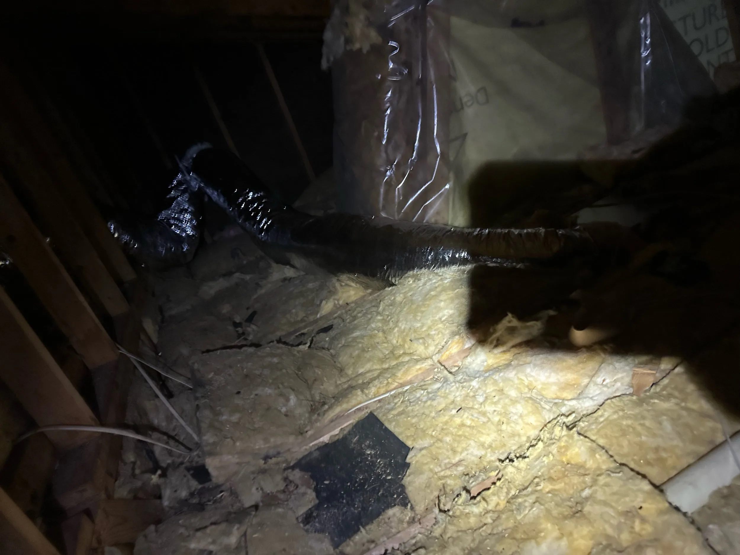 Attic Flex Duct Insulation Closeup View