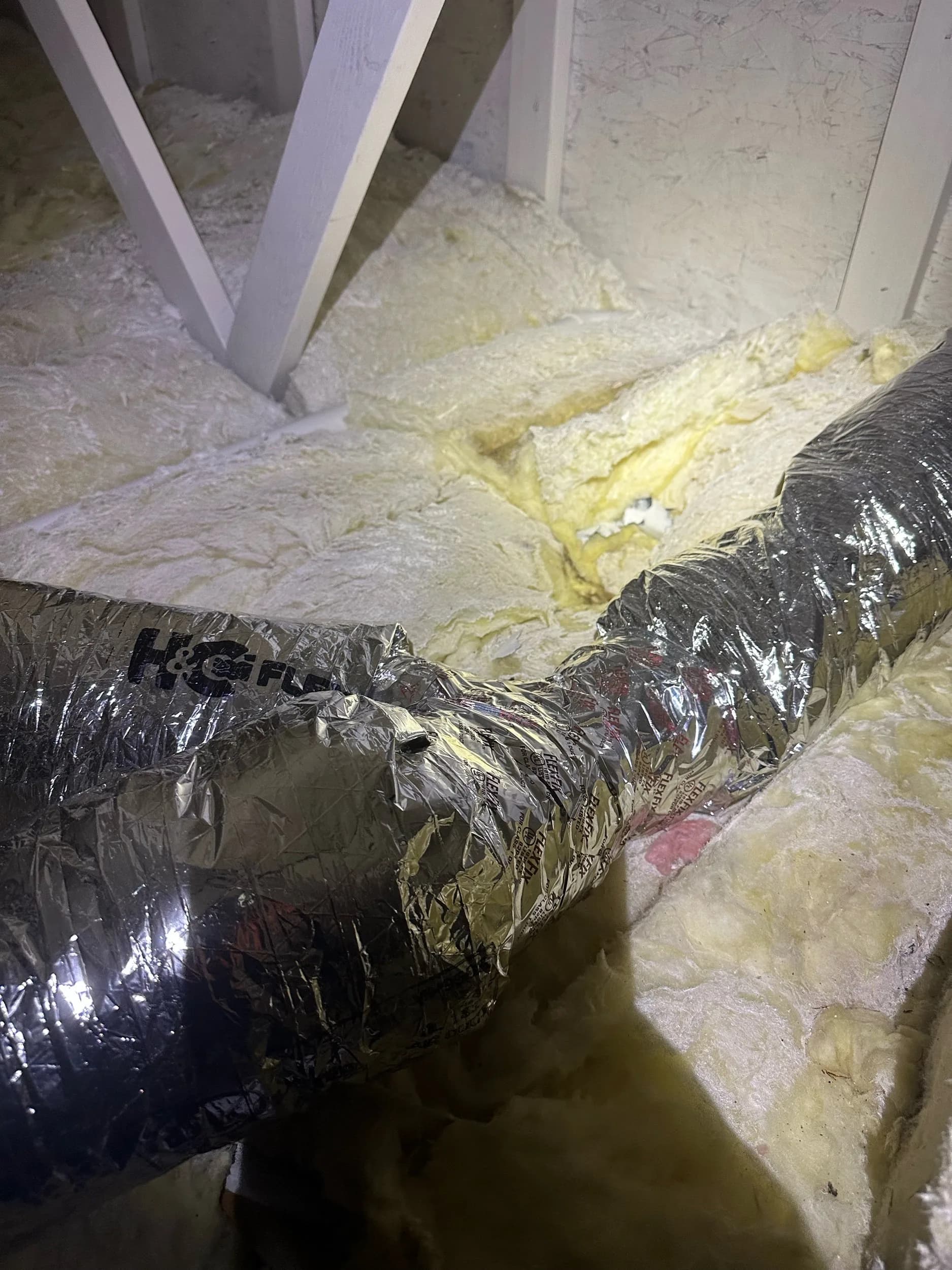 Attic Flex Duct Rating Label Closeup