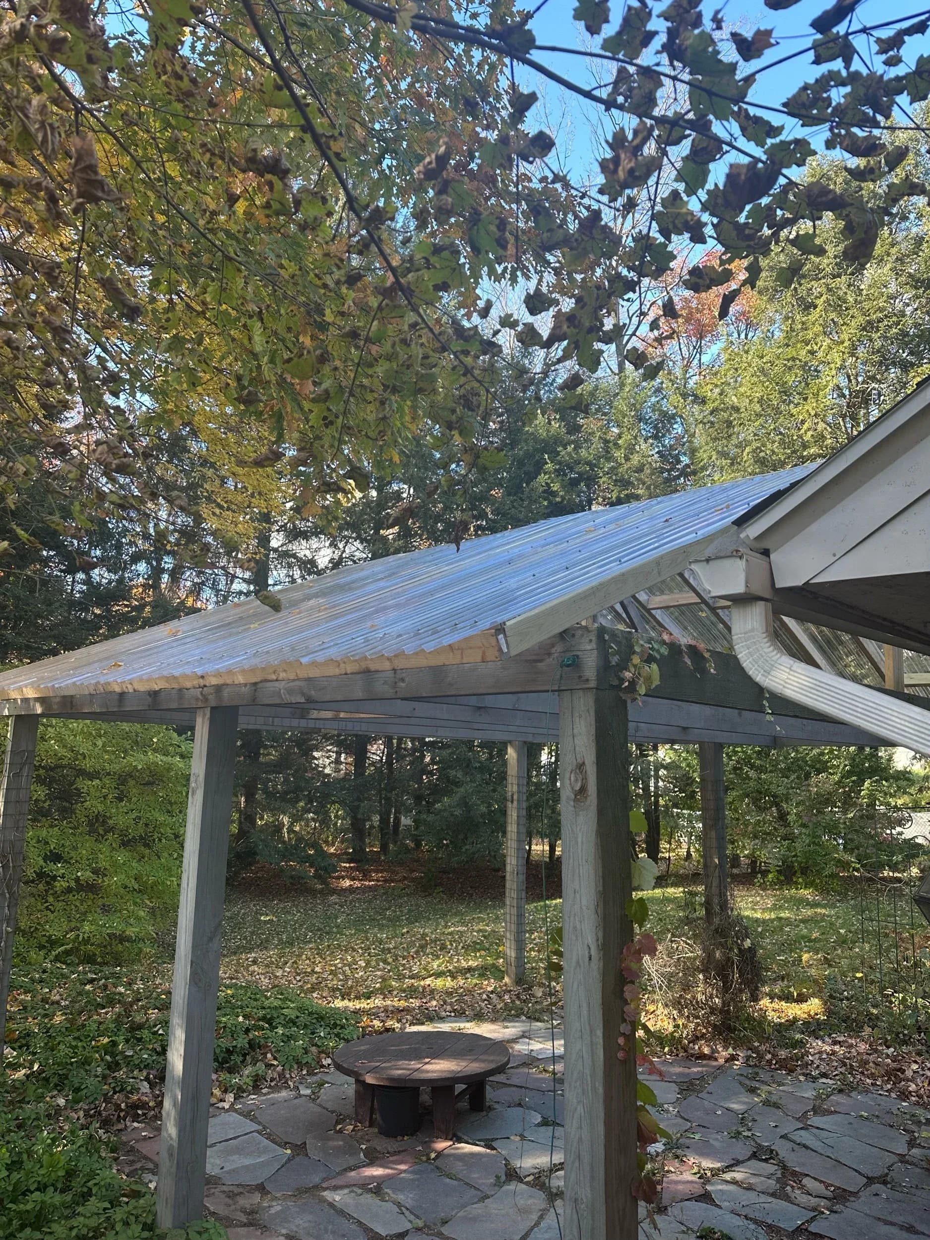 Backyard Pergola Corrugated Roof Patio Gutter