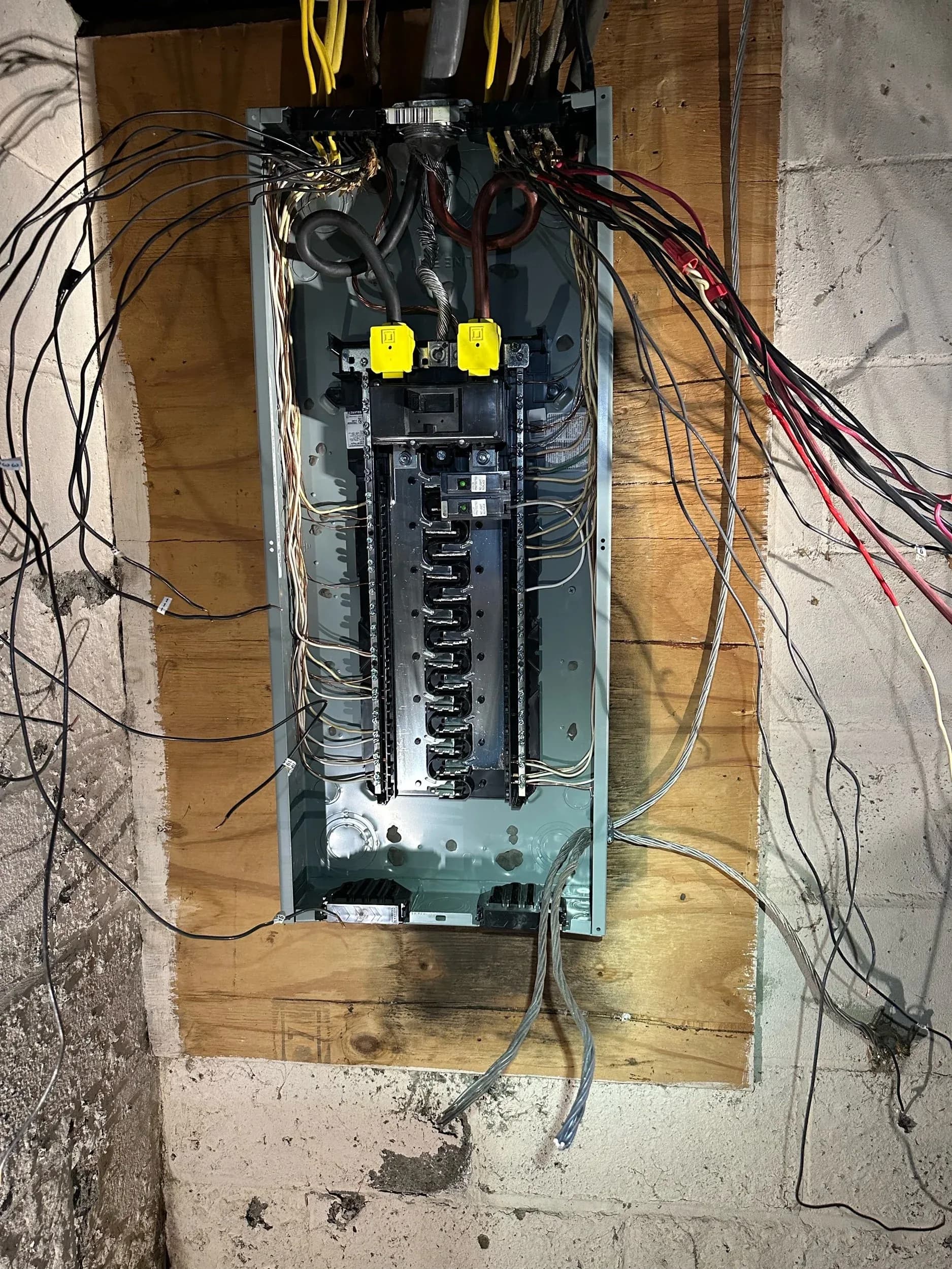 Basement Electric Panel Breaker Rows Installed
