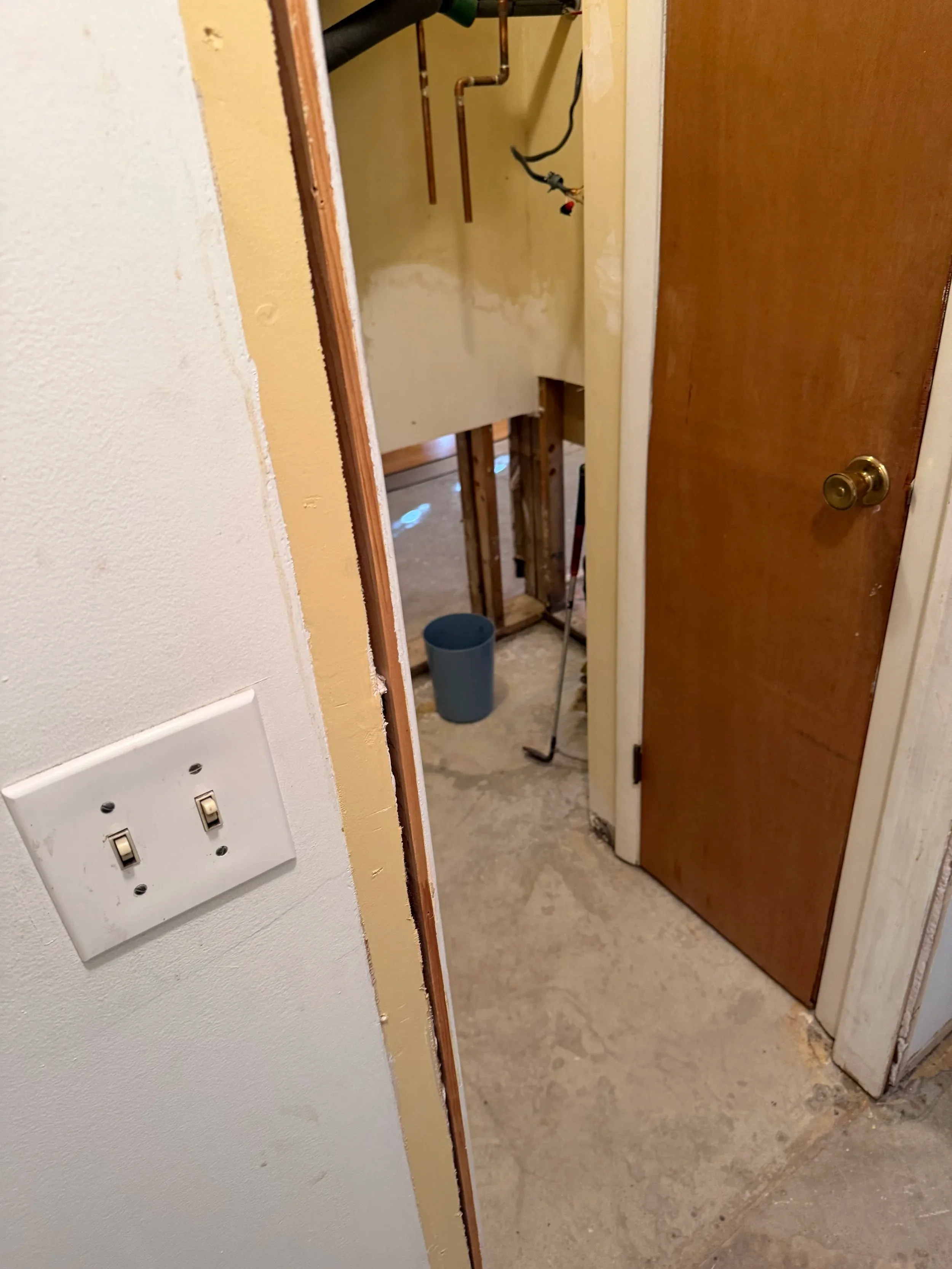 Basement Utility Closet Renovation Copper Piping
