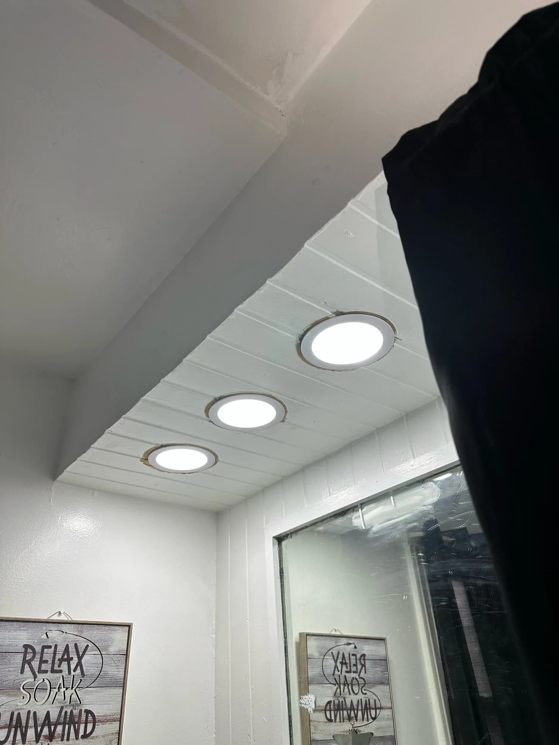 Bathroom Recessed LED Lighting Installation Sloped Ceiling