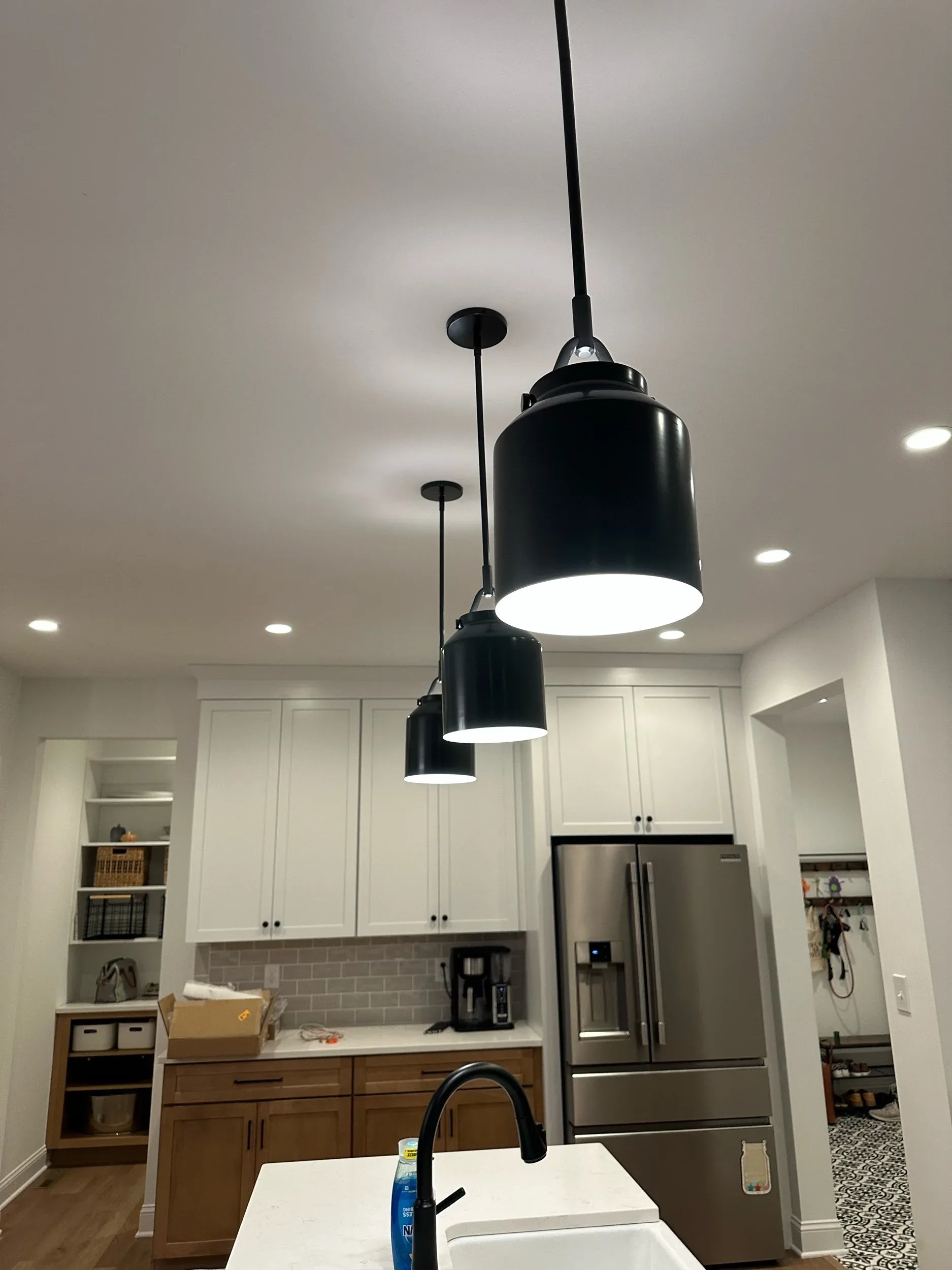 Black Pendant Lights Kitchen Island Cluster