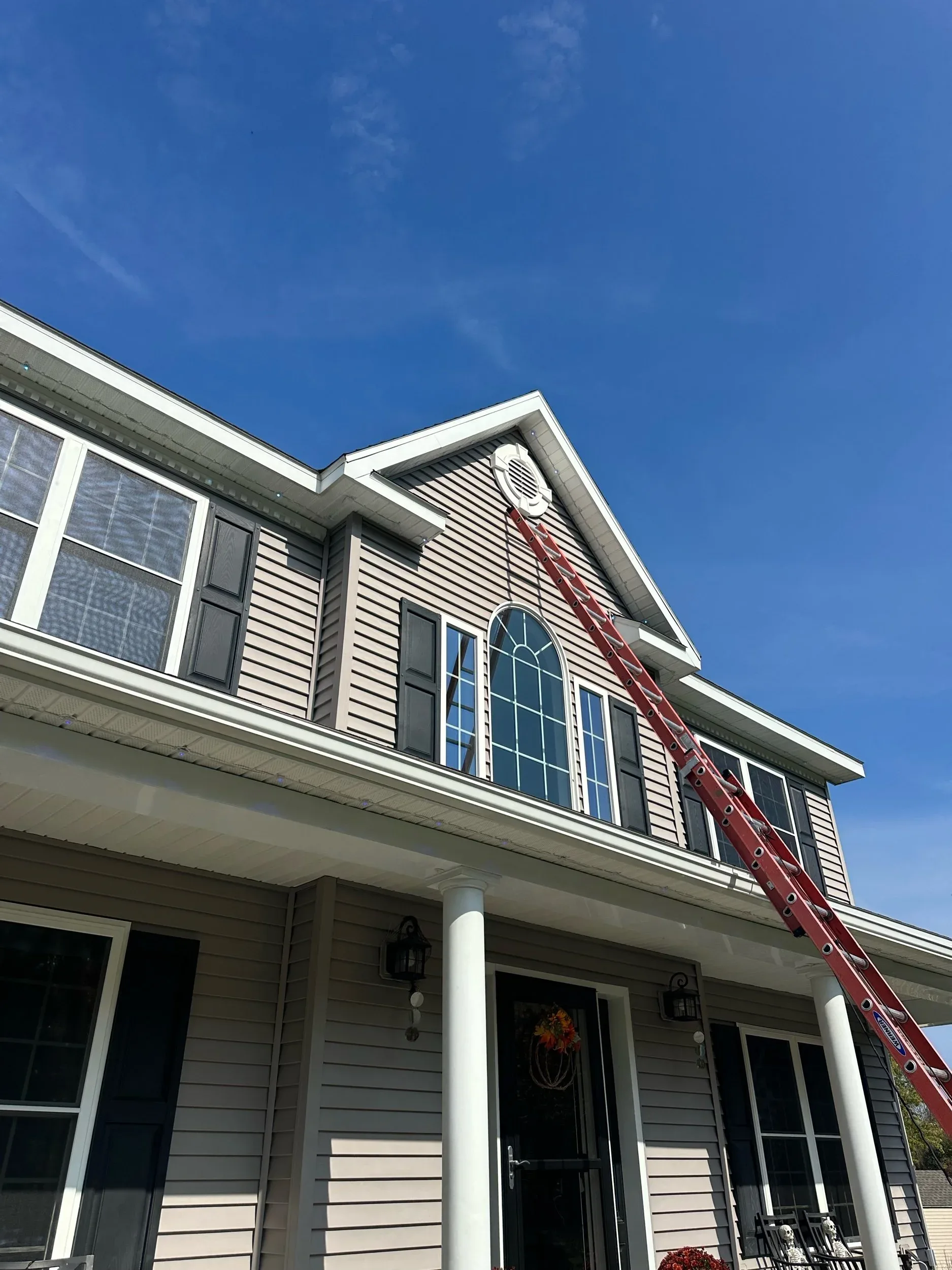 Colonial Home Exterior Gable Vent Light Side View
