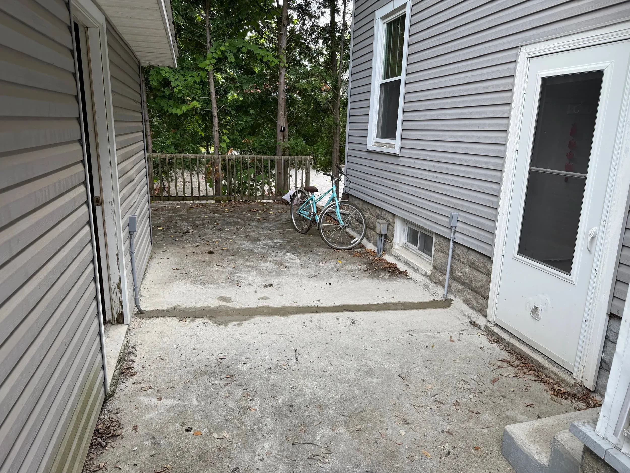 Concrete Patio Slab Pour Foundation Edge Basement Door View