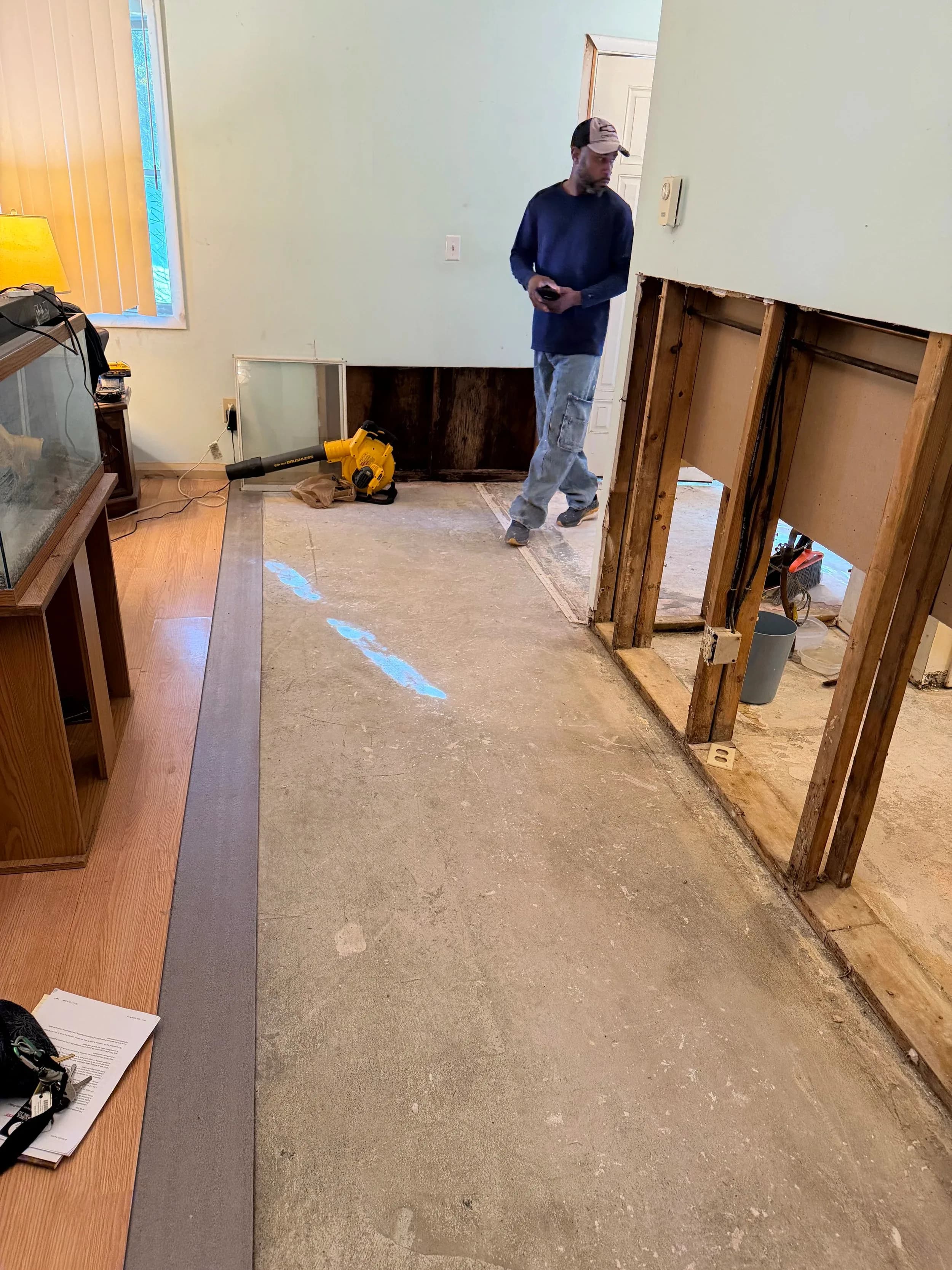 Contractor Walkthrough Gutted Home Exposed Wall Studs