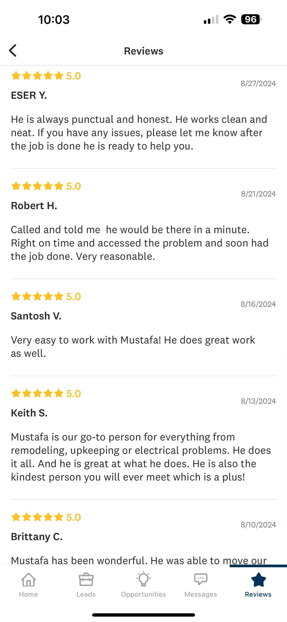Customer Review Screenshot Electrical Remodeling Testimonials