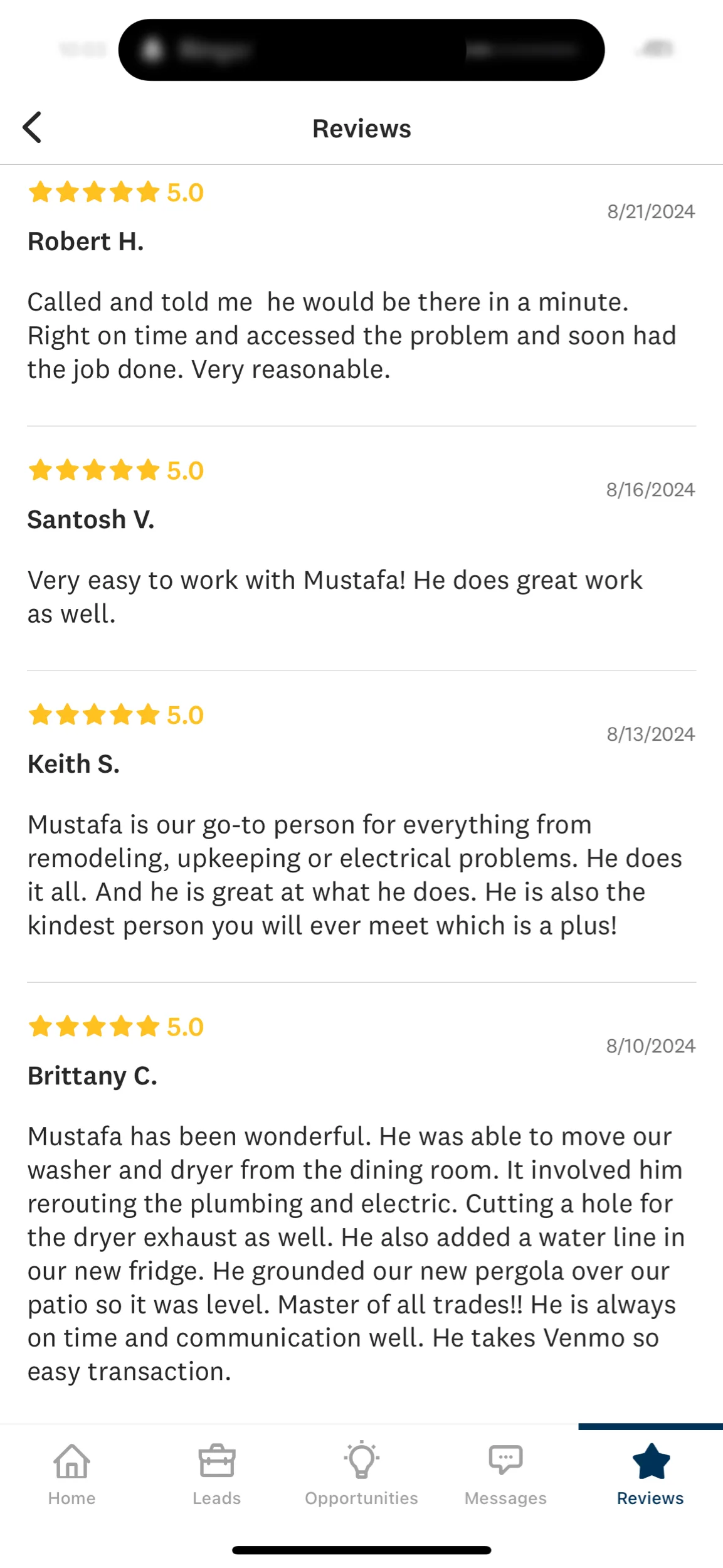 Customer Review Screenshot Washer Dryer Relocation Electrical Plumbing