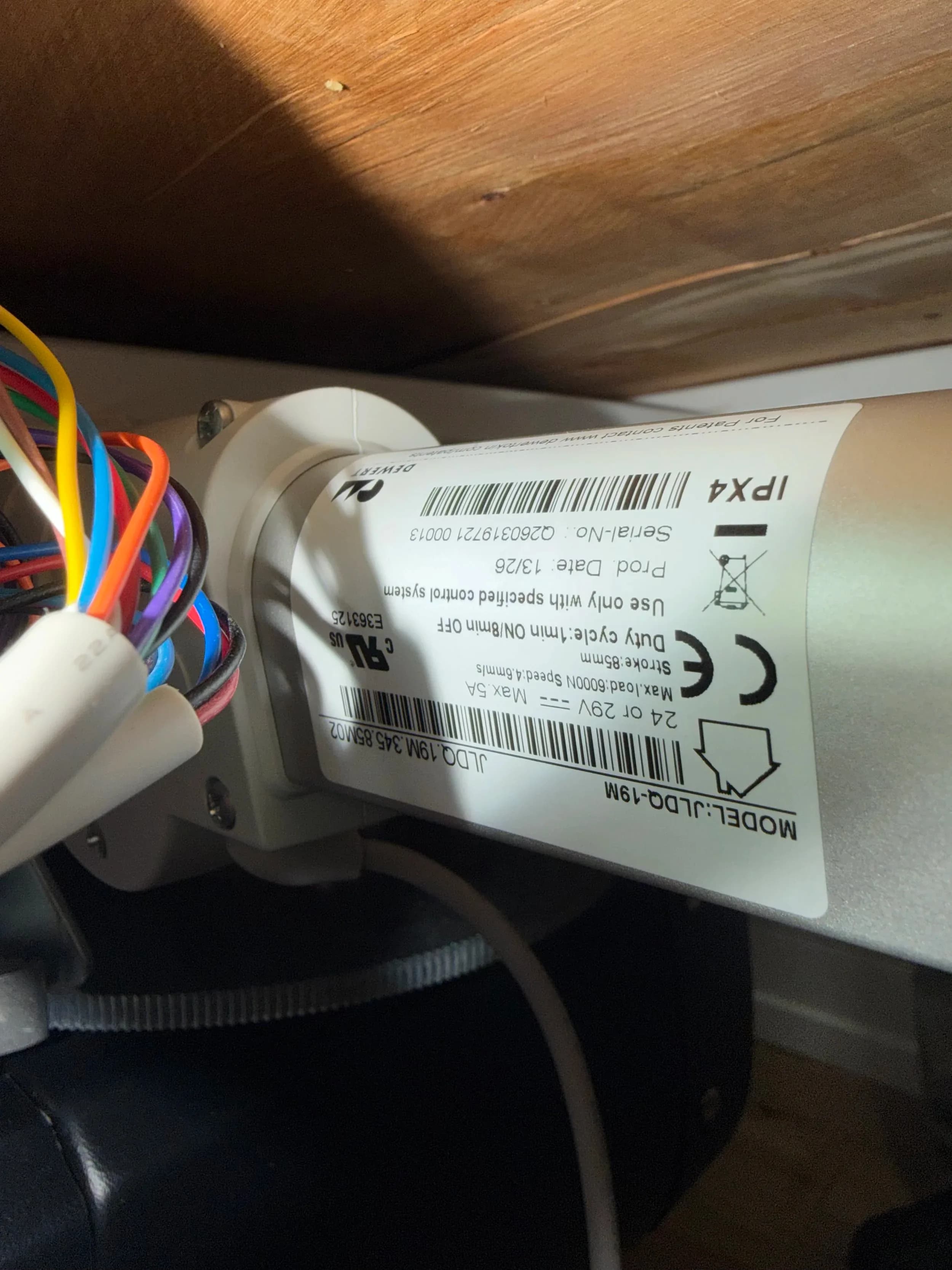 Dewert Linear Actuator Model Label Closeup