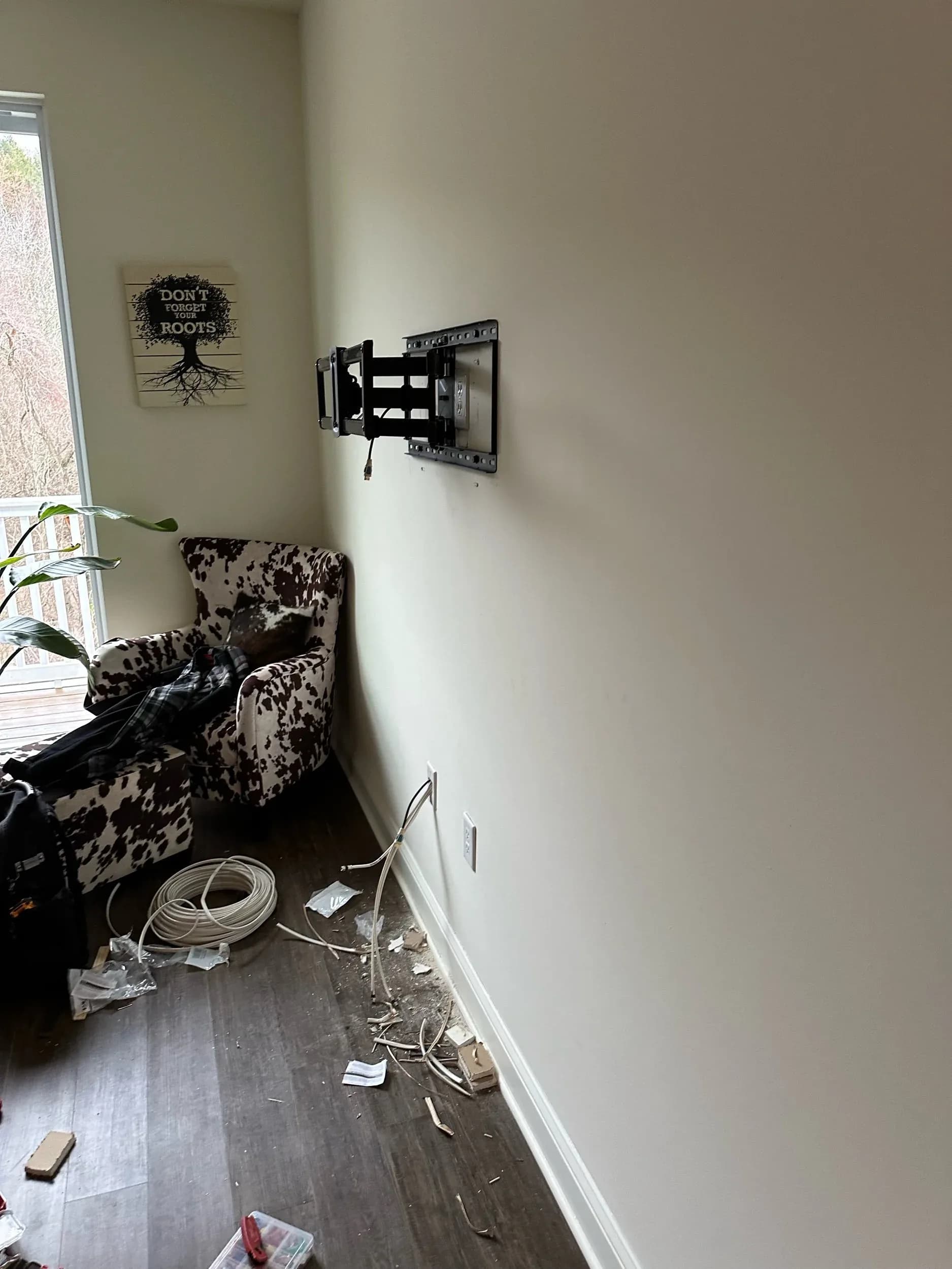 Empty TV Wall Mount Bracket Living Room Install