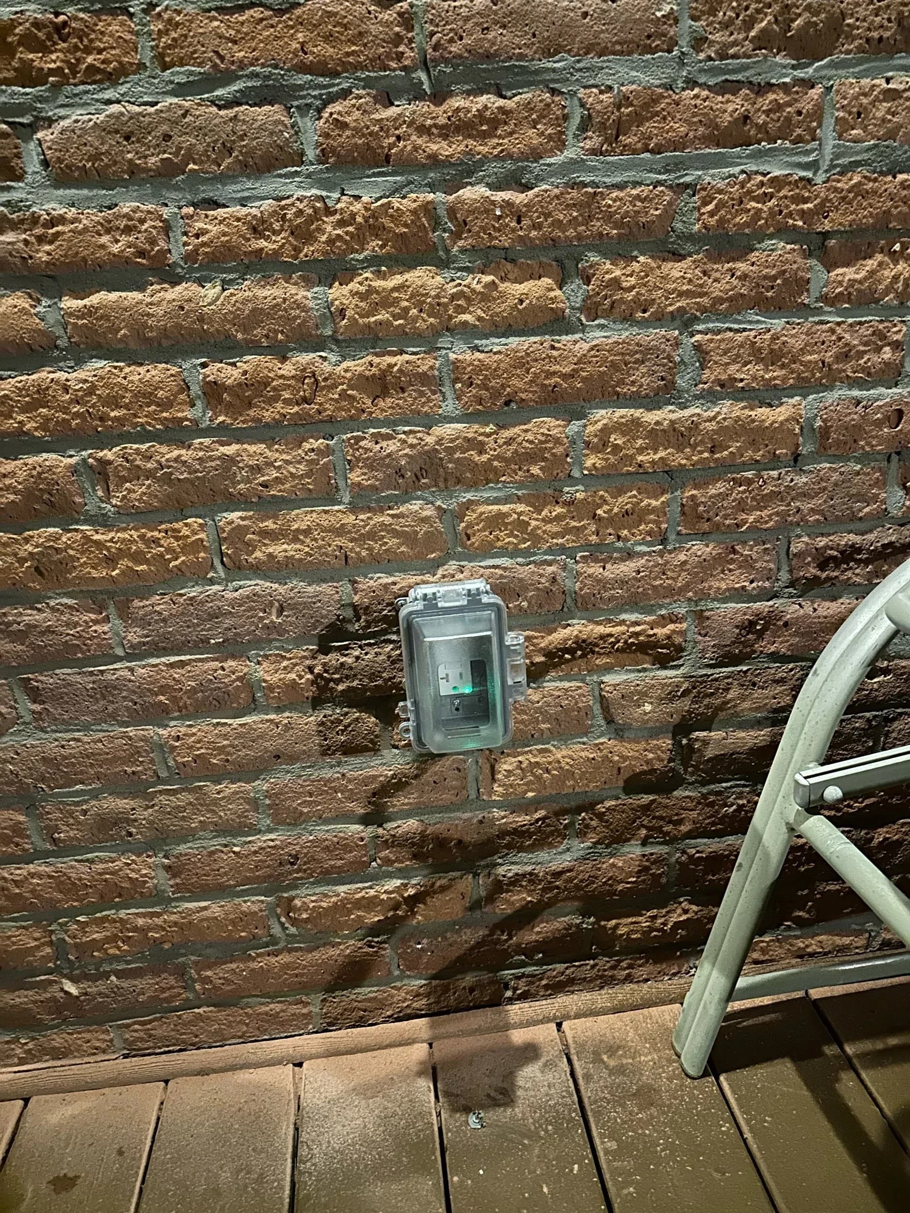 Exterior GFCI Outlet Weatherproof Cover Brick Wall