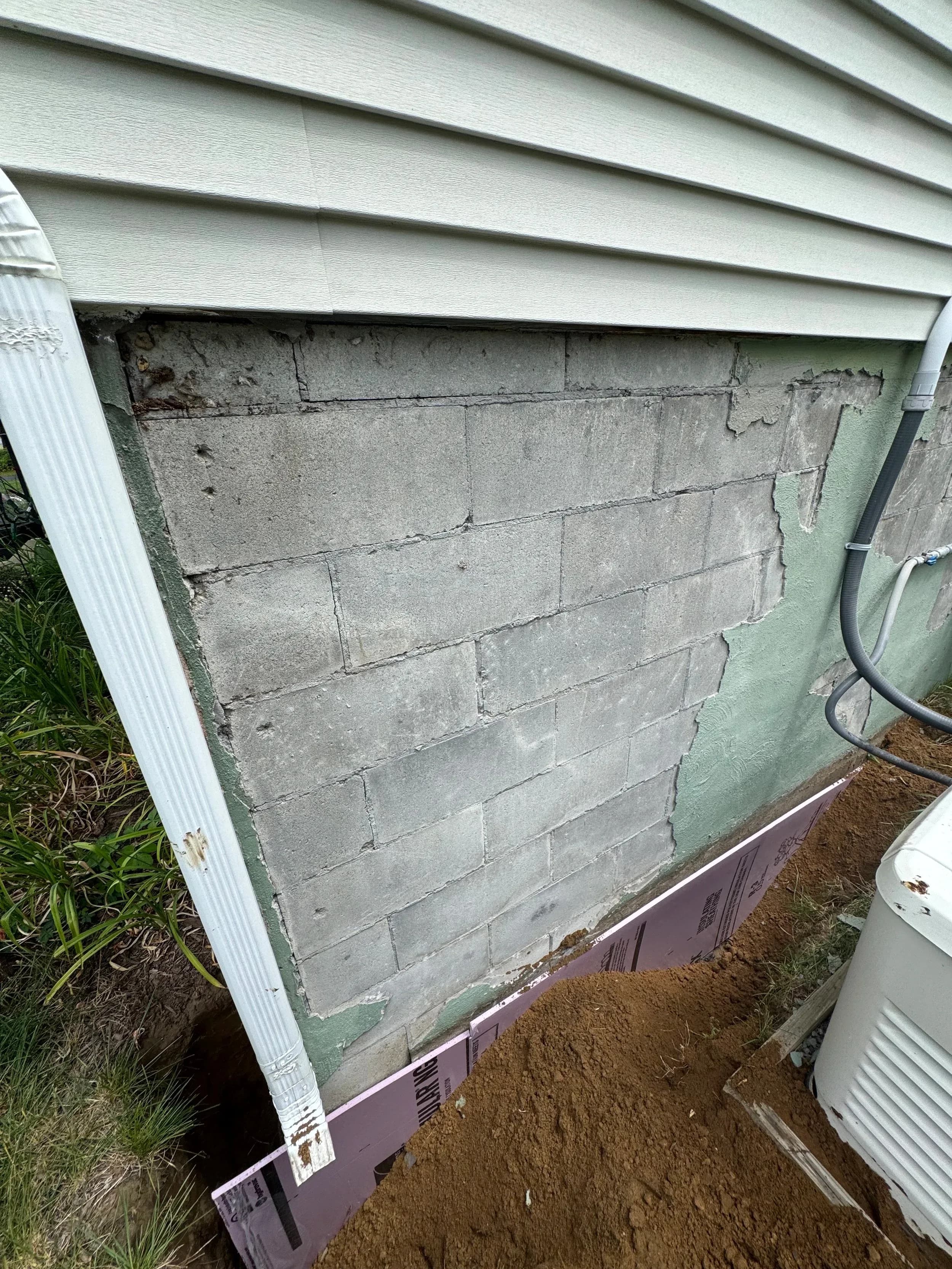 Foundation Block Wall Before Waterproofing Repair