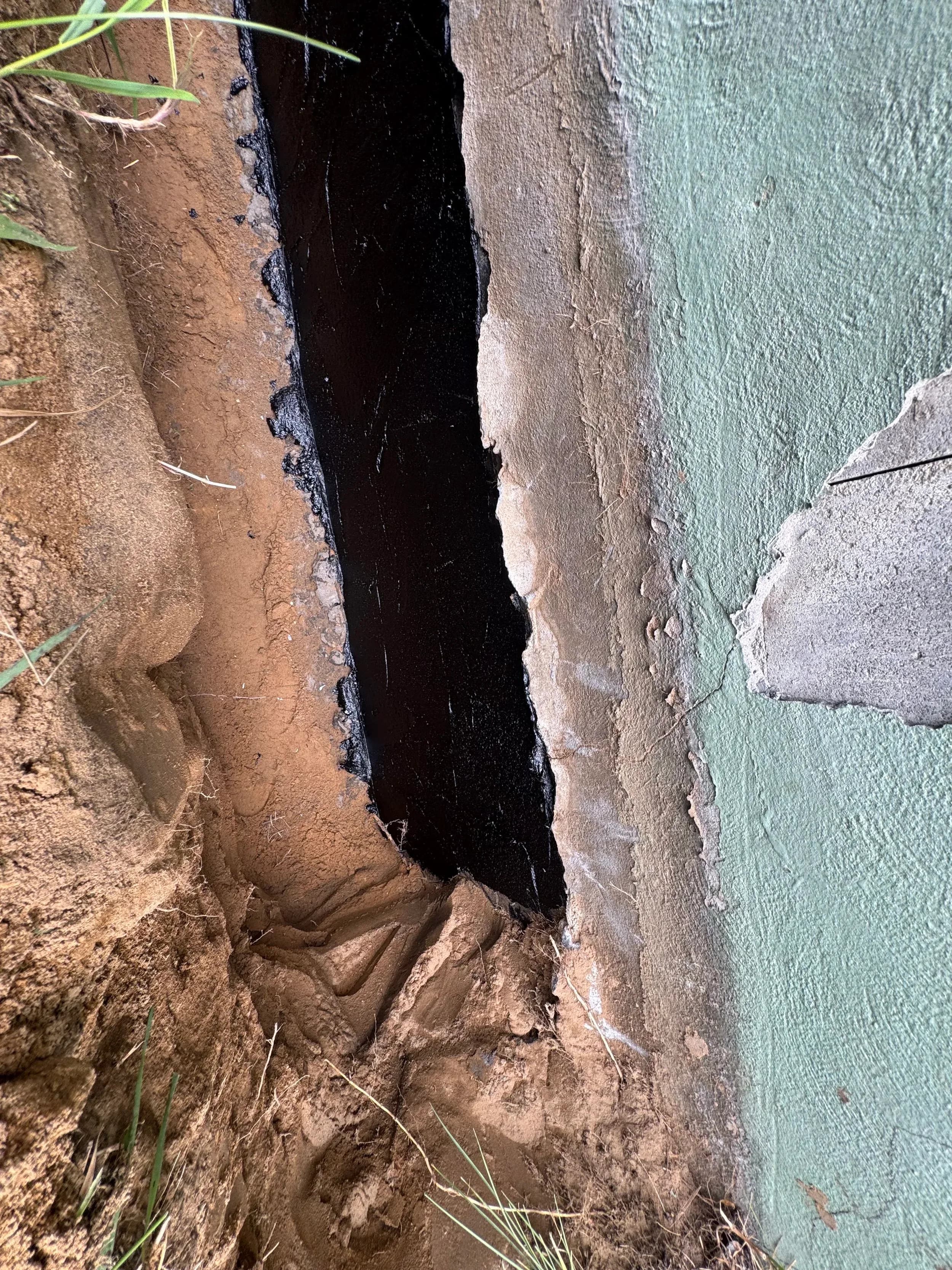 Foundation Waterproofing Membrane Excavation Trench Closeup