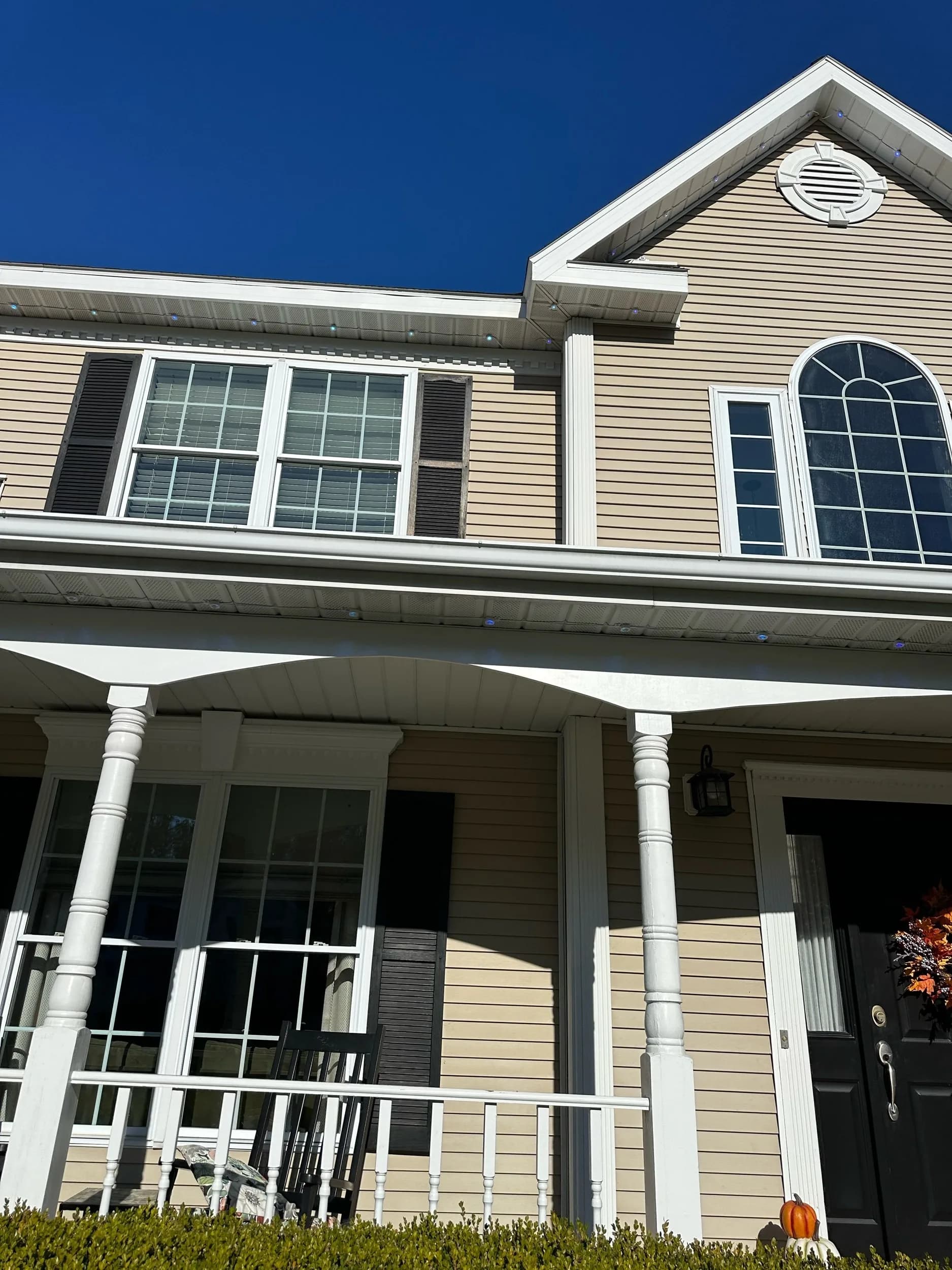 Front Porch Permanent Lighting Blue Fall Decor