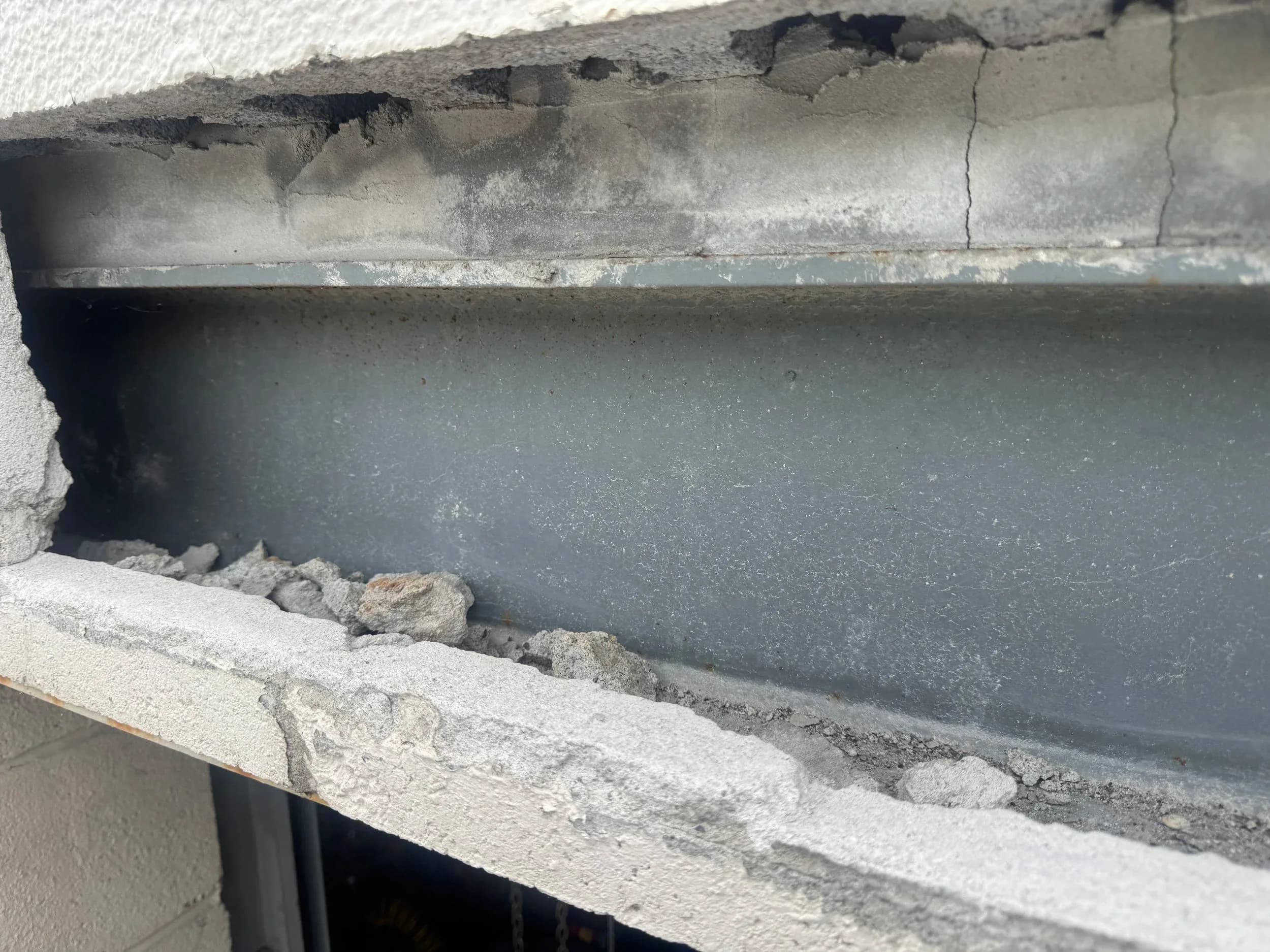 Garage Door Header Lintel Crack Closeup Repair