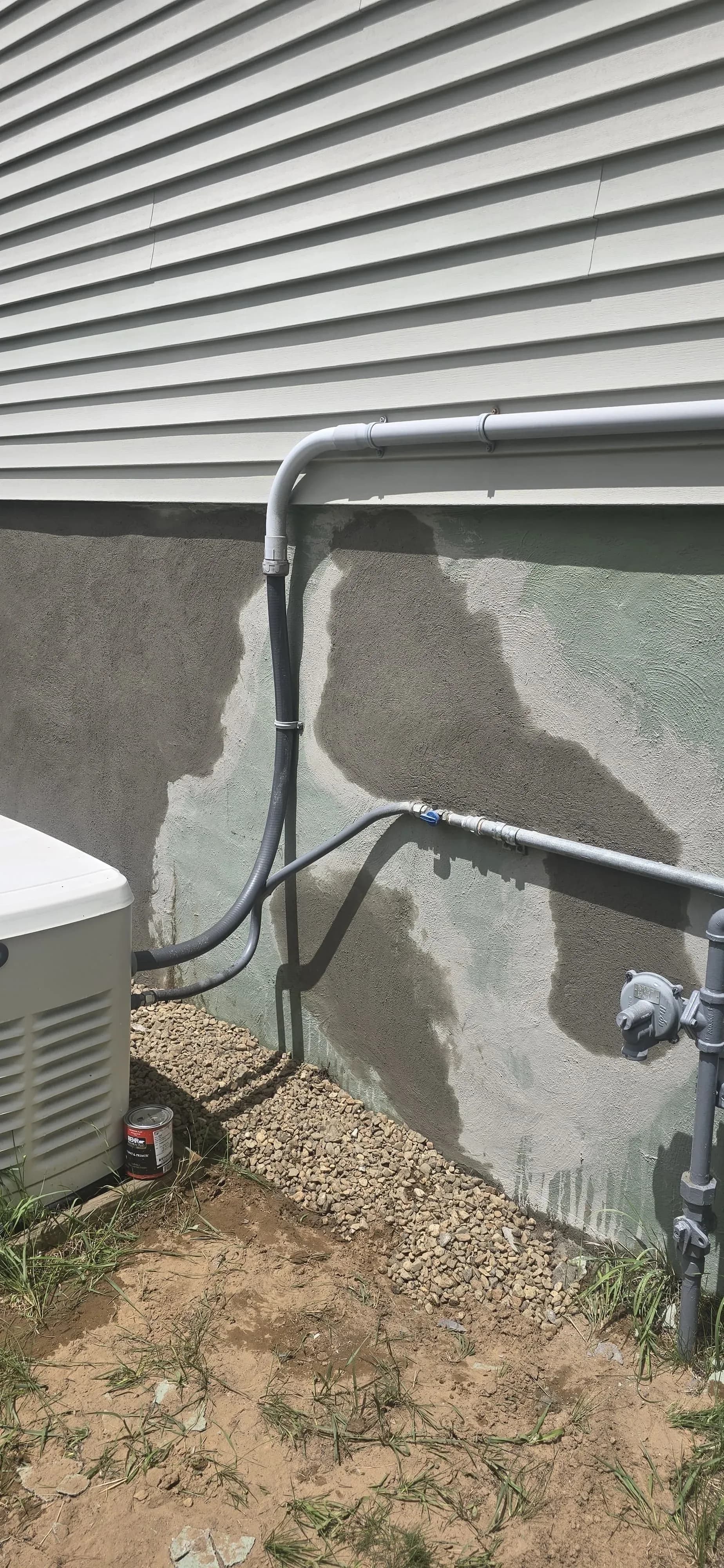 Generac Generator Gas Line Conduit Connections Closeup