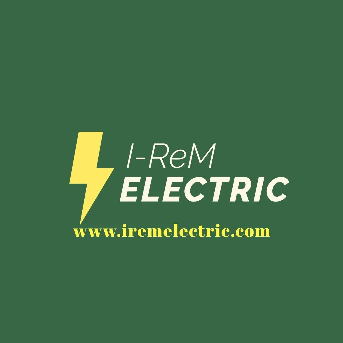I Rem Electric Logo Lightning Bolt Green Background