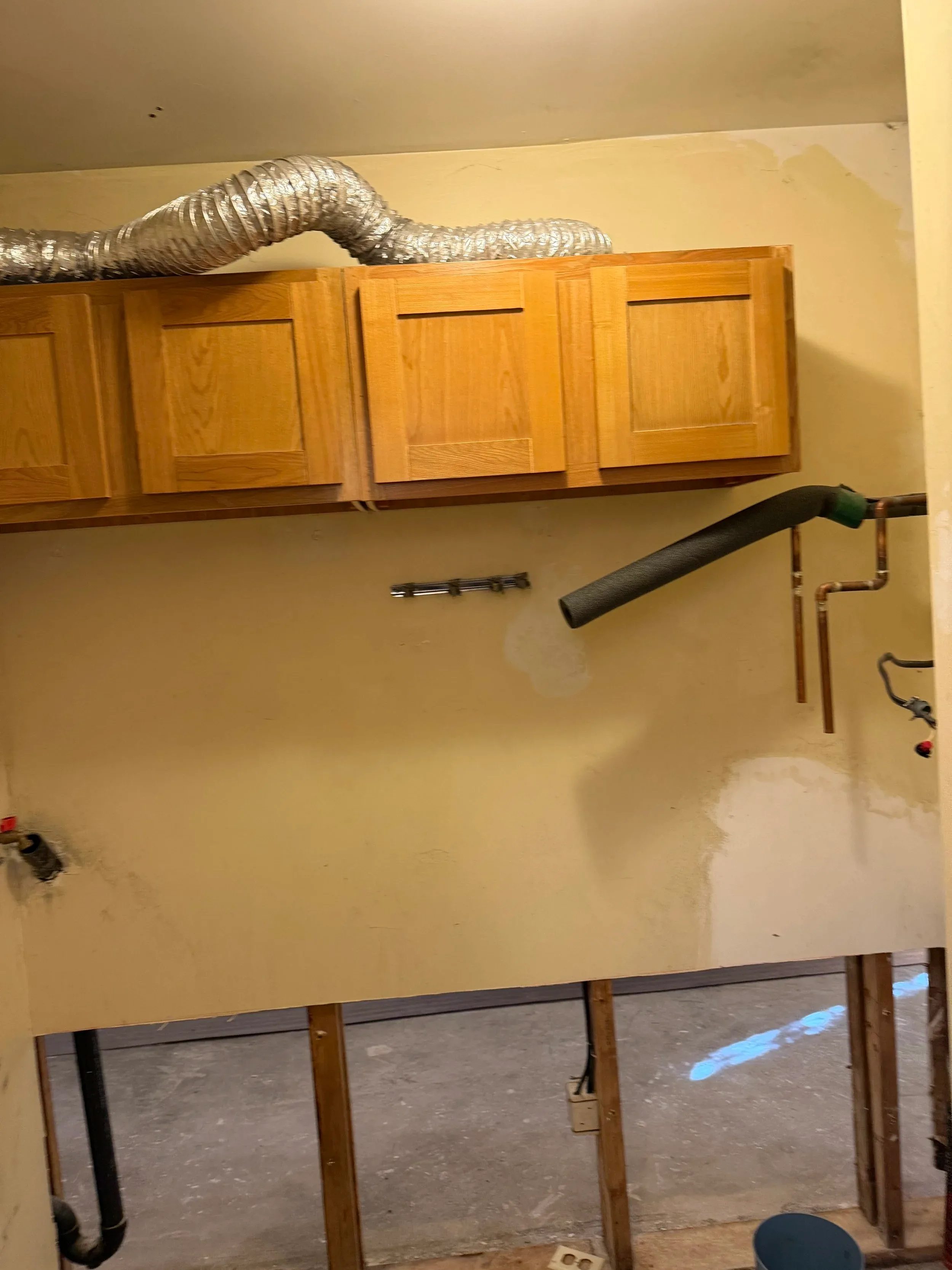 Laundry Room Renovation Dryer Vent Copper Plumbing