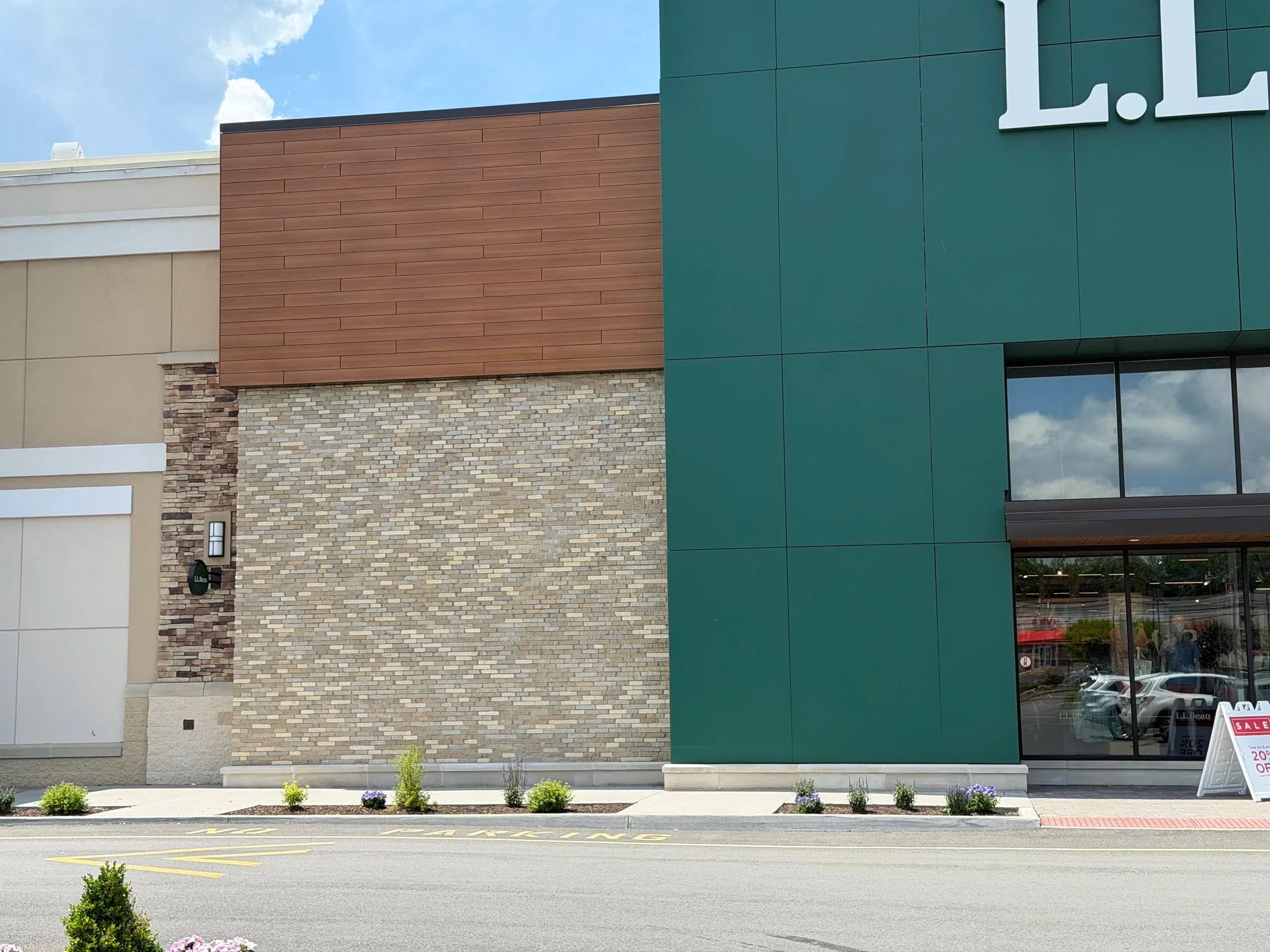 Ll Bean Facade Wood Siding Stone Veneer Exterior Detail