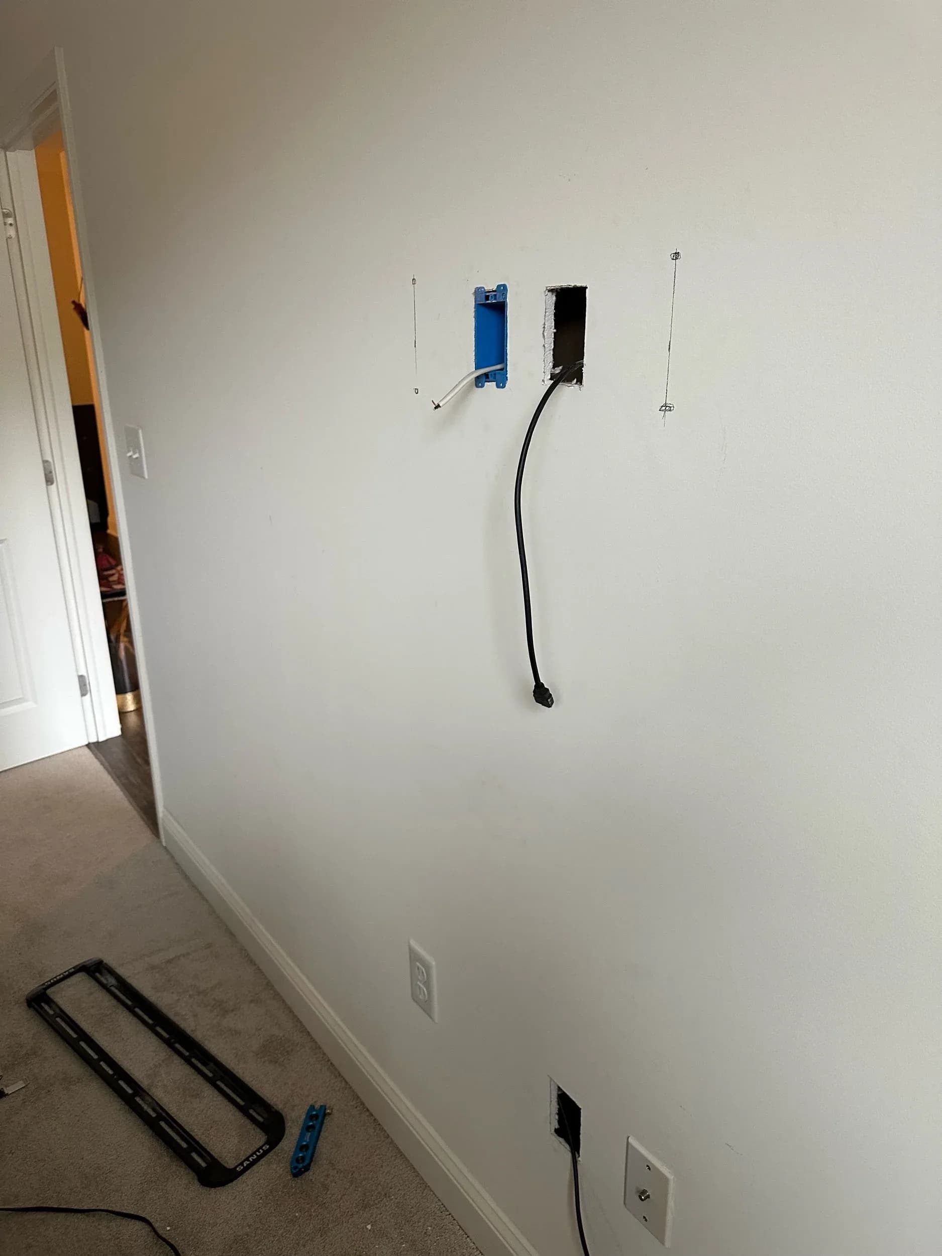 New Outlet Rough In Blue Electrical Box Wall