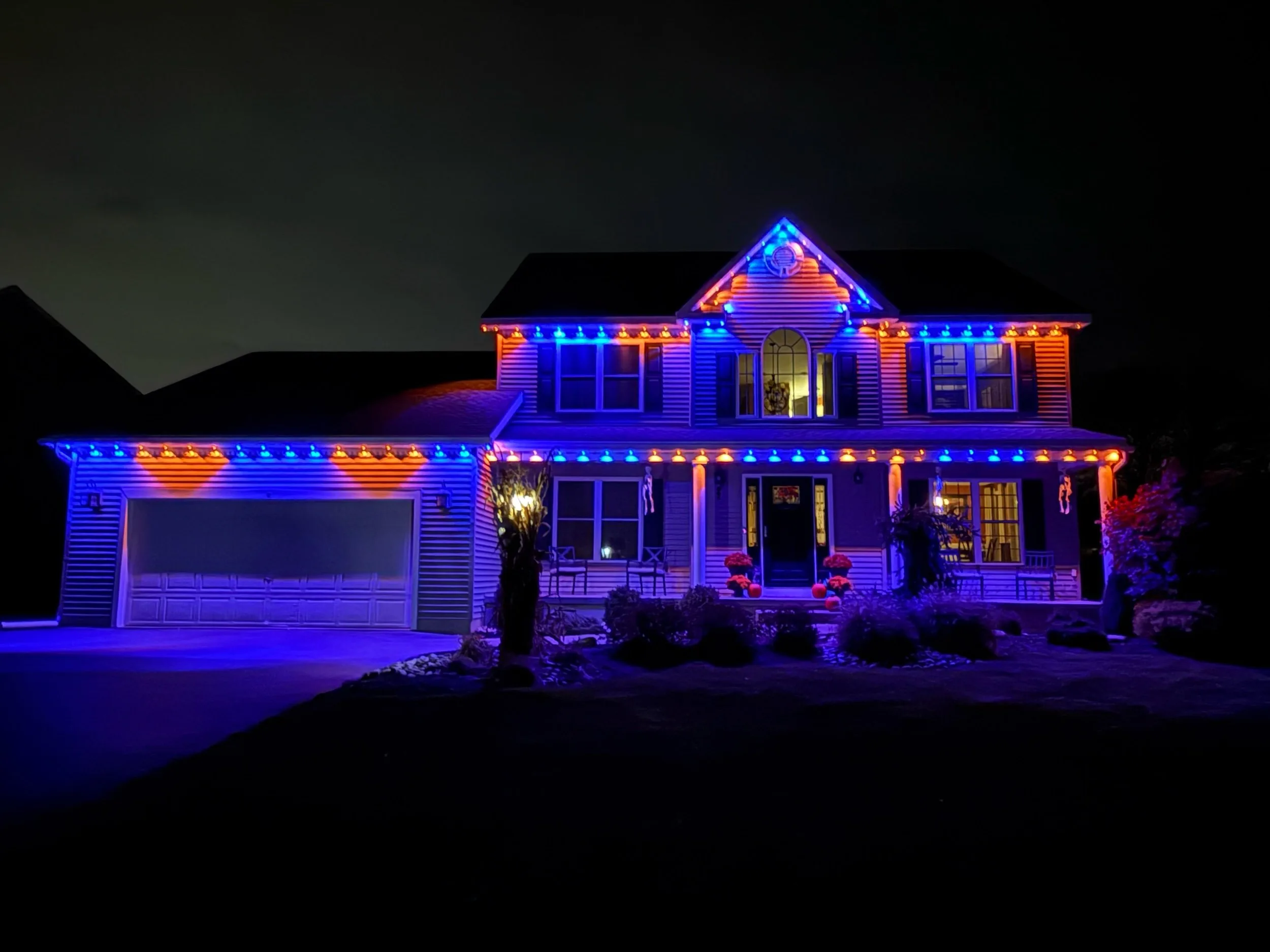Orange Blue Halloween Permanent Lighting Display