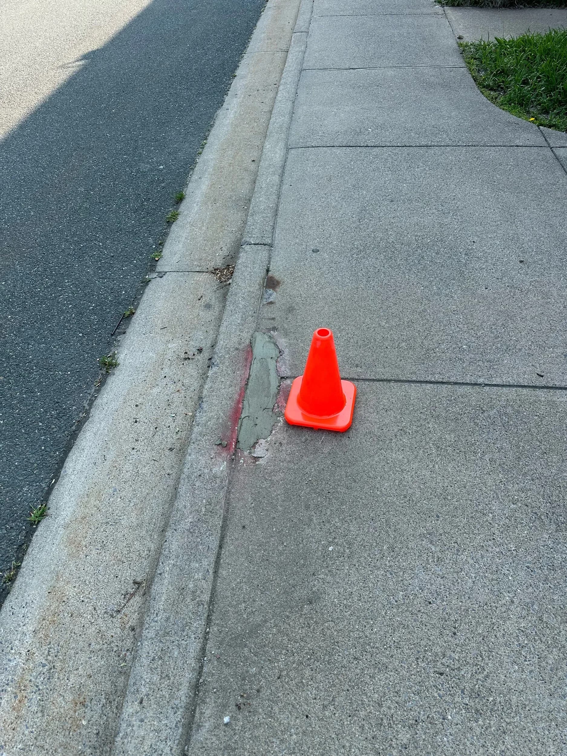 Orange Safety Cone Sidewalk Curb Jobsite