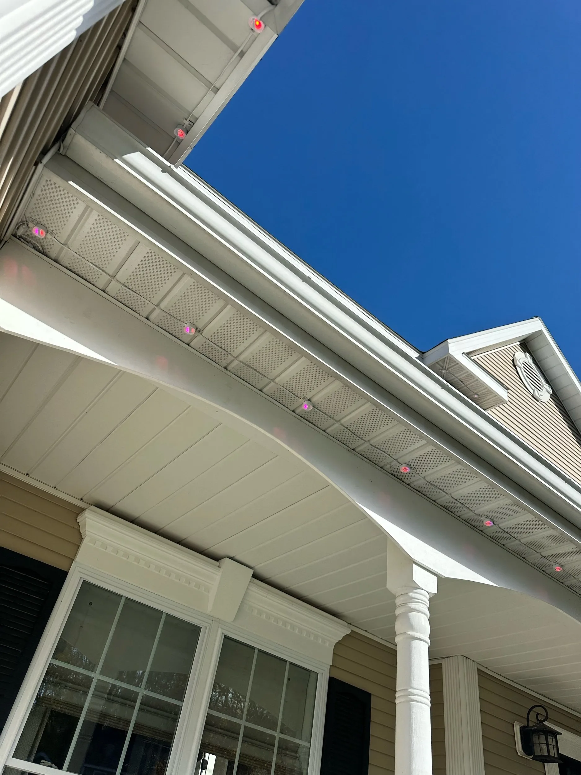 Permanent Accent Lighting Red Closeup Porch Eave
