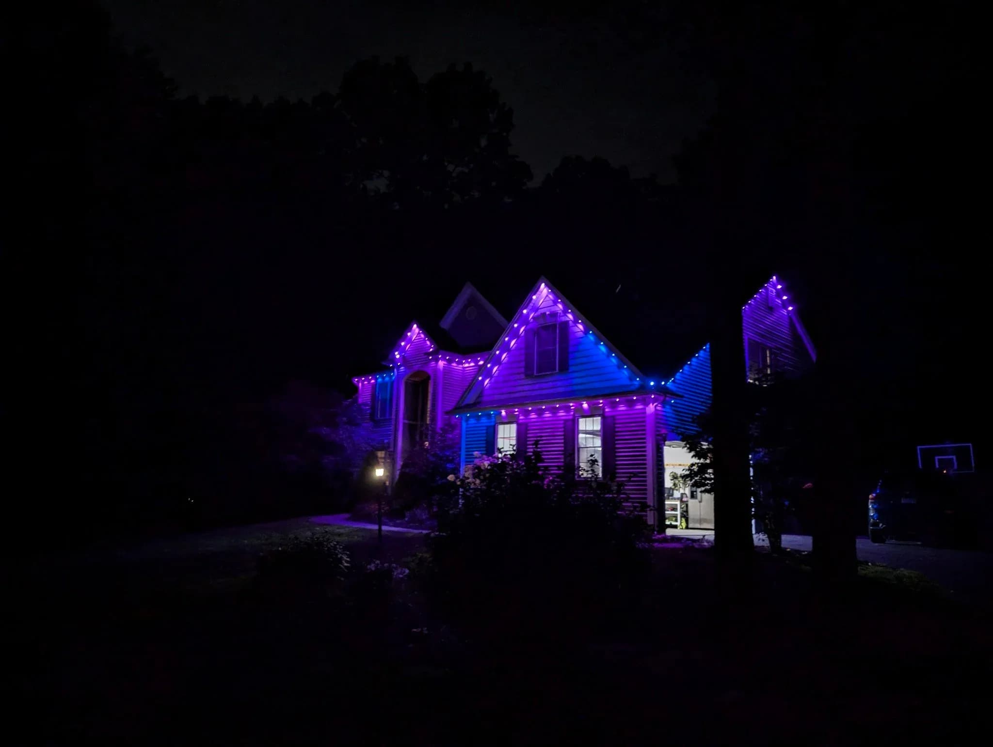 Permanent LED Accent Lighting Purple Blue House Gable 2