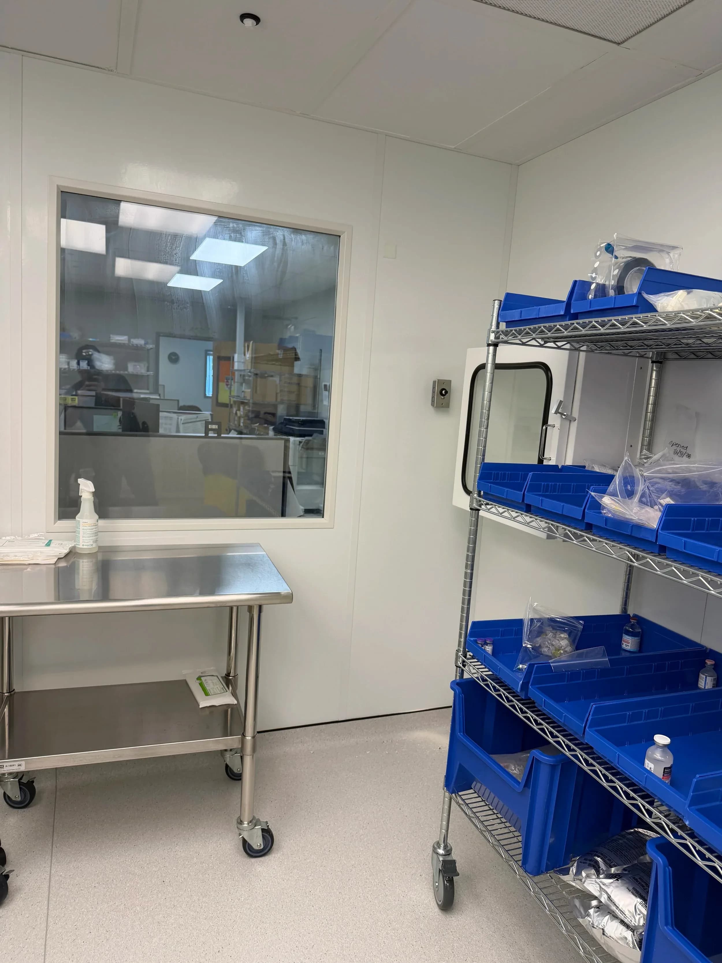 Pharmacy Cleanroom Prep Room Stainless Table Shelving