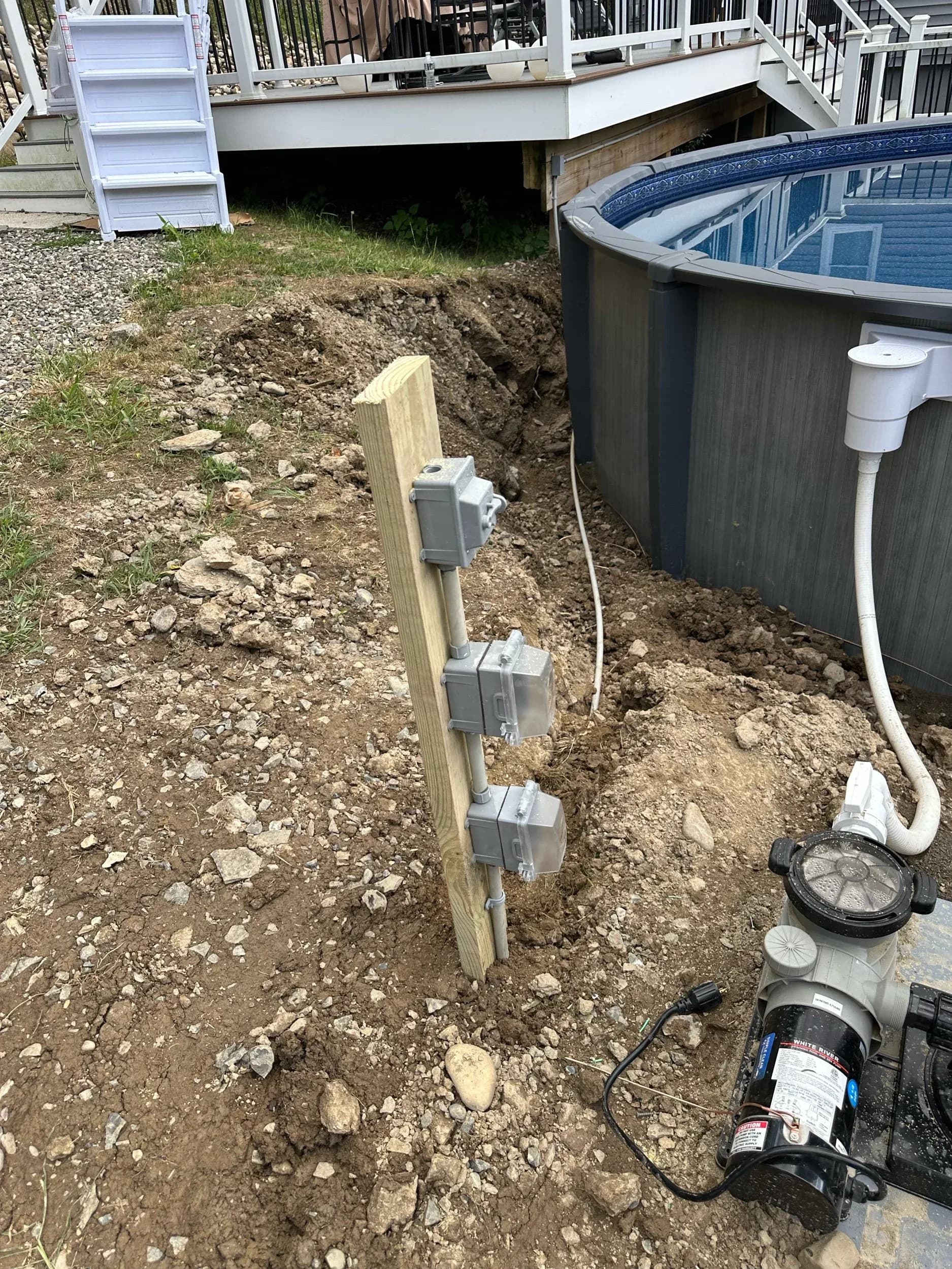 Pool Equipment GFCI Junction Boxes Mounted On Post