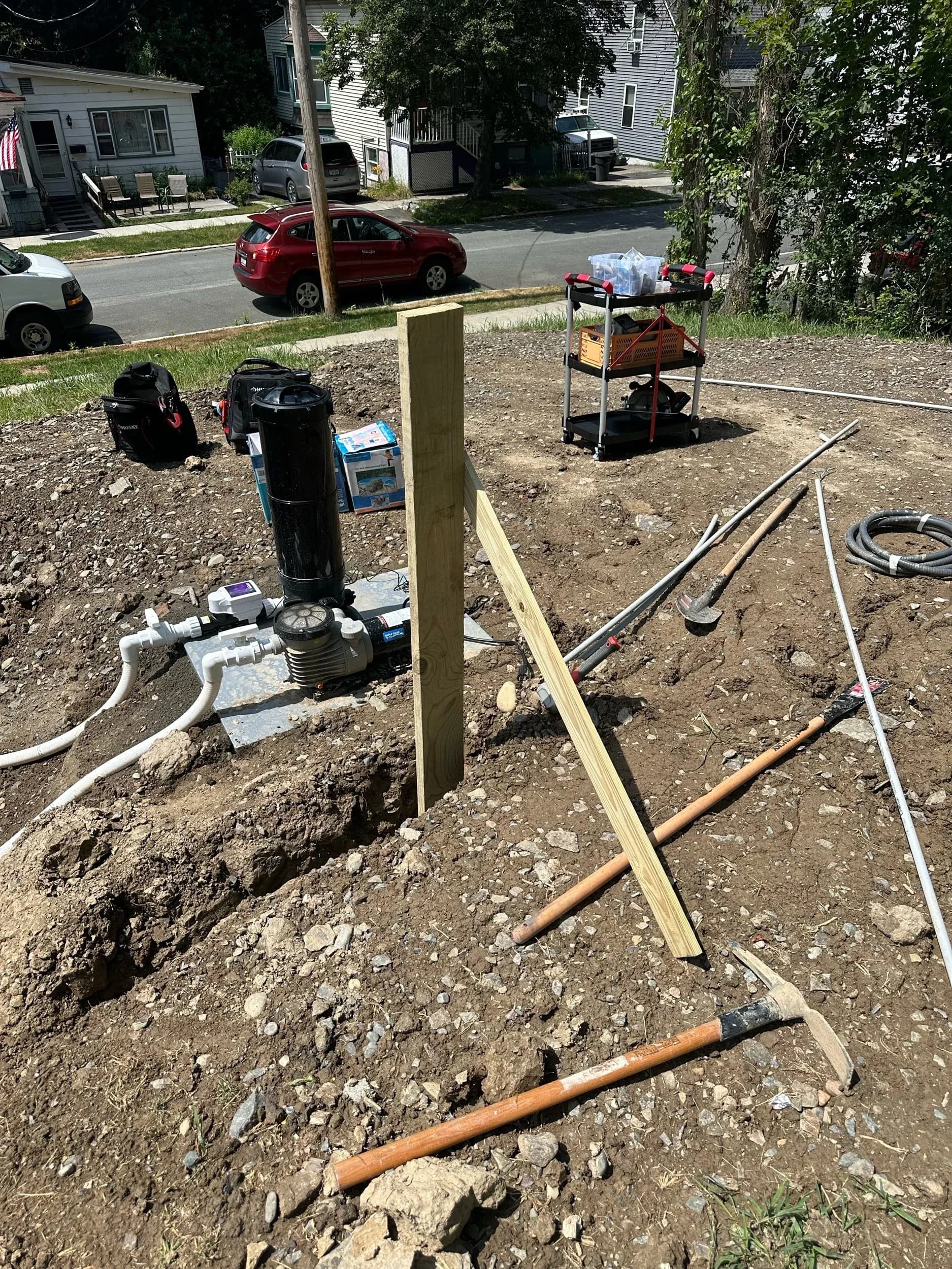 Pool Equipment Pad Trench Excavation With Pump Filter