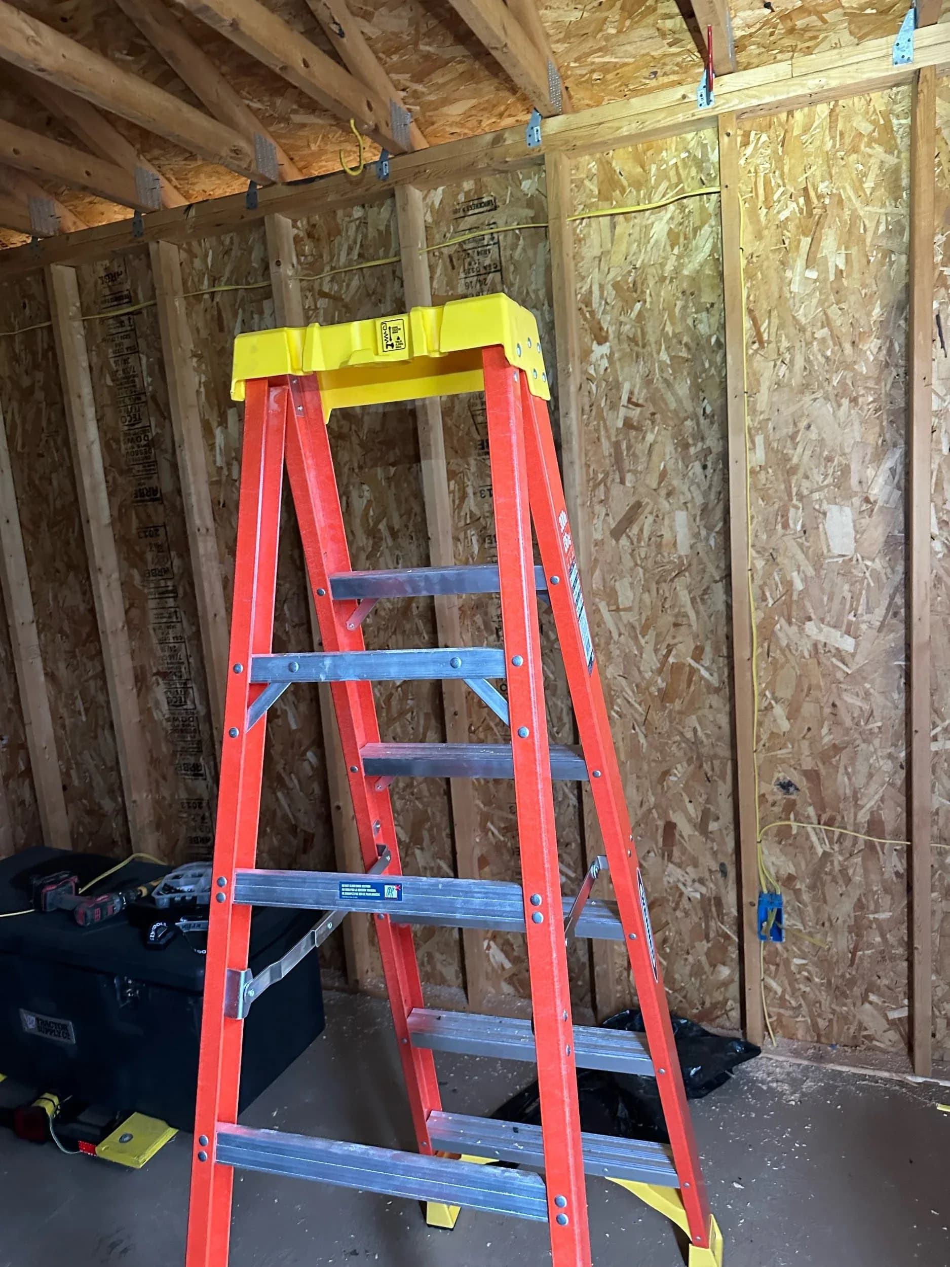 Shed Interior Framing Electrical Wiring Rough In Ladder