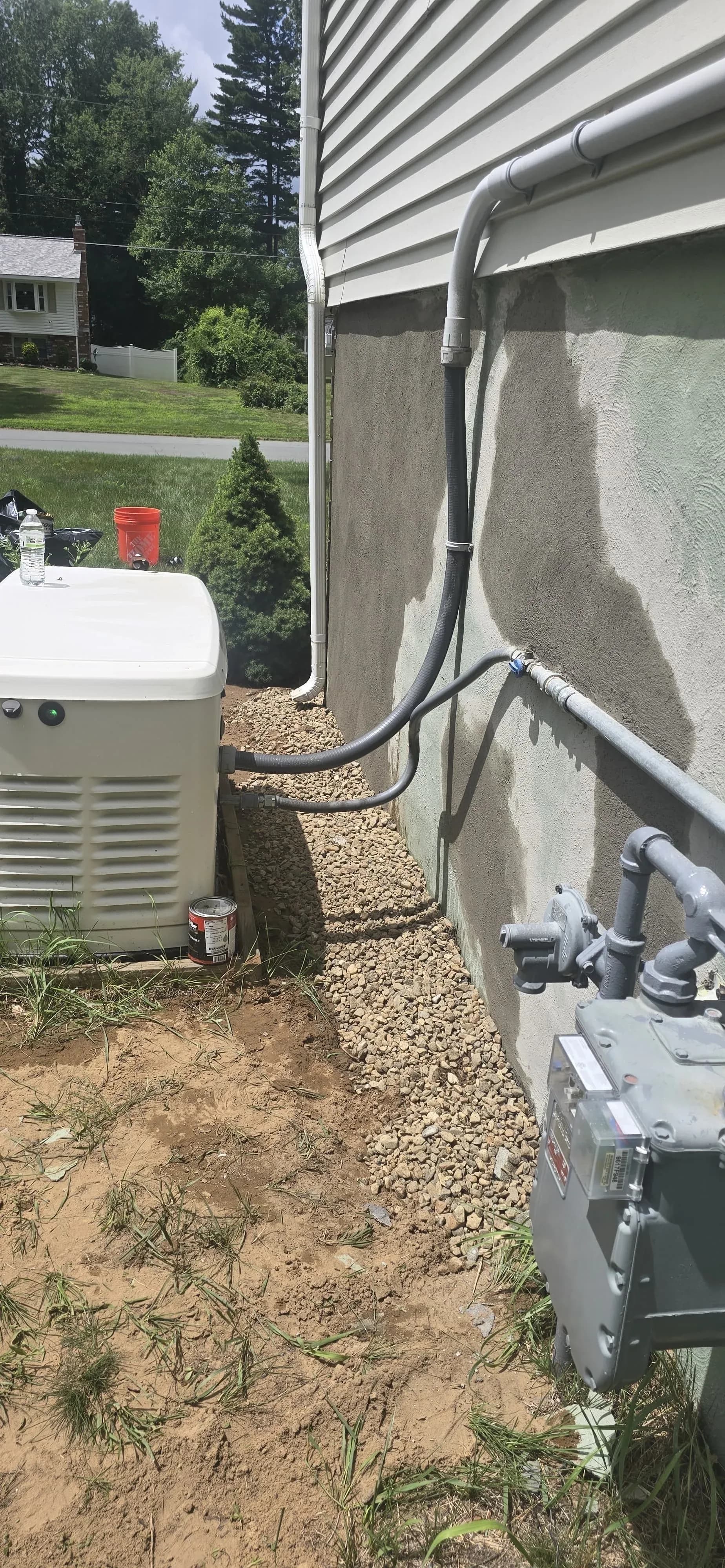 Standby Generator Gas Meter Conduit Connection Closeup