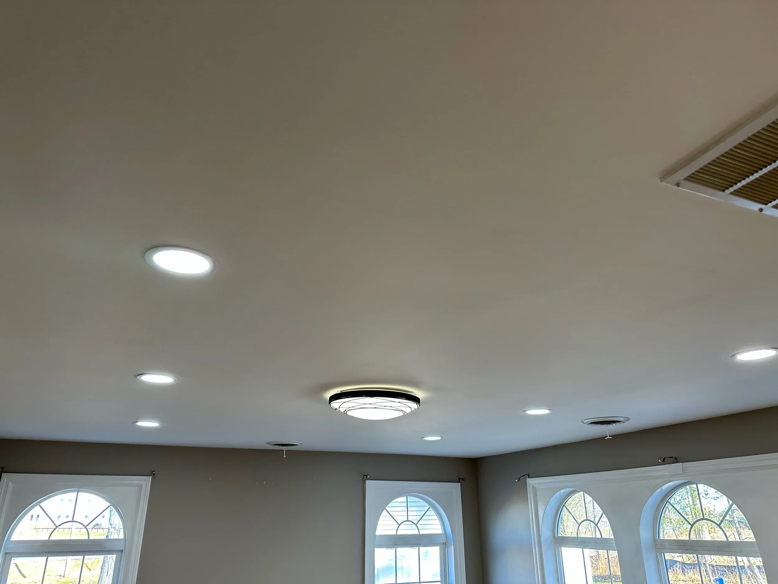 Sunroom Ceiling After Recessed Lighting Installation