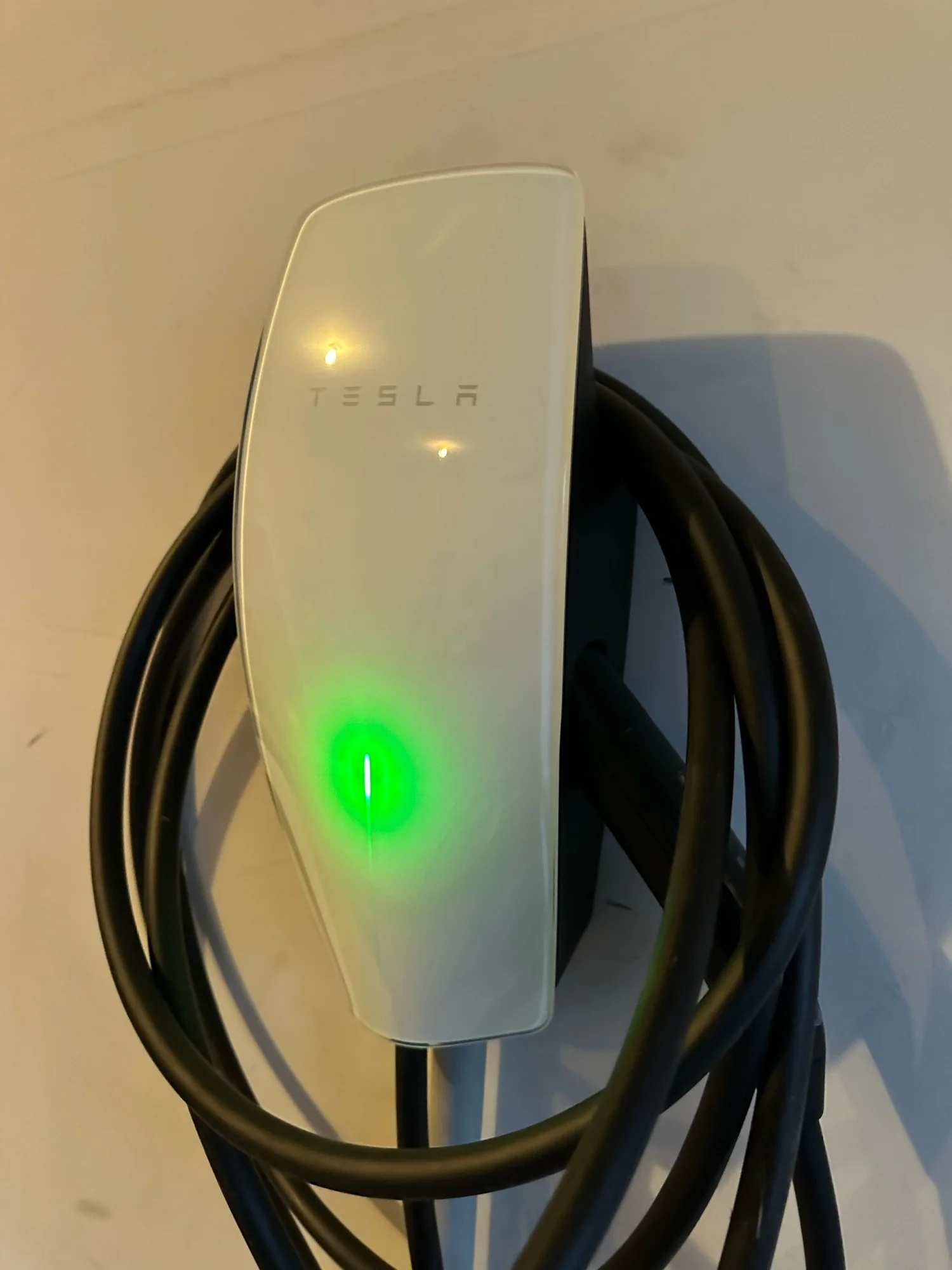 Tesla Wall Connector EV Charger Wall Mount Green Light Detail