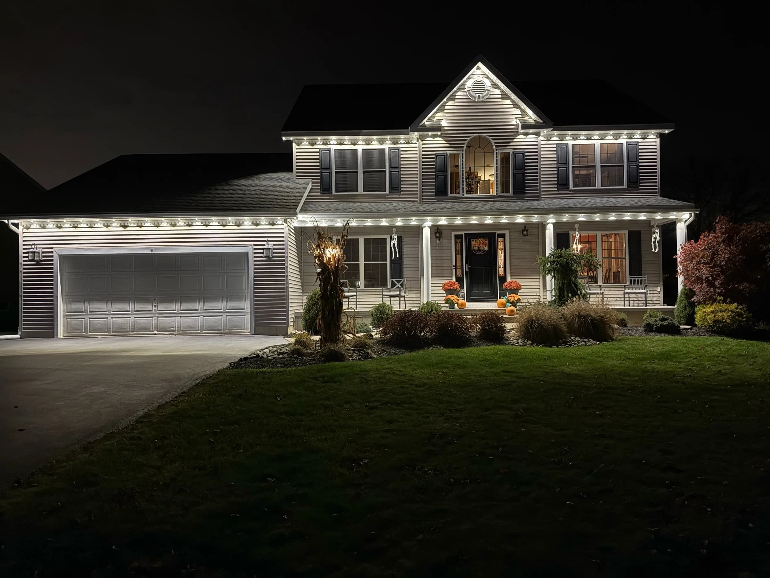 Warm White Permanent Lighting House Perimeter View