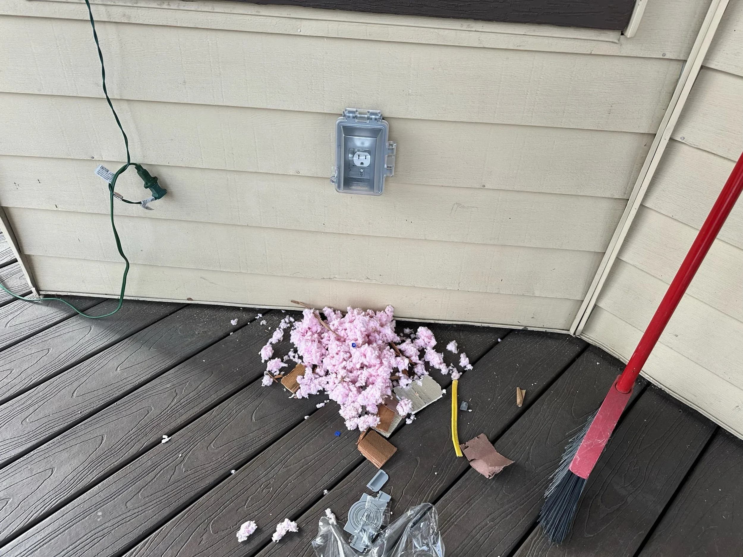 Weatherproof Outdoor Outlet Installed In Siding