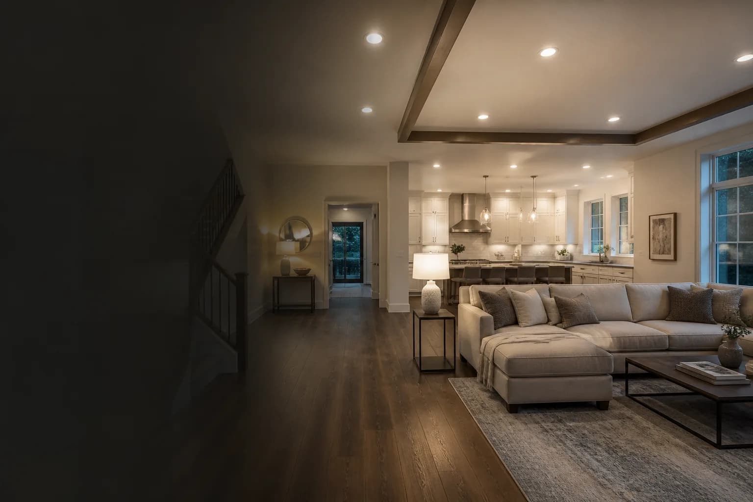Professionally installed ceiling and wall lighting in a modern home