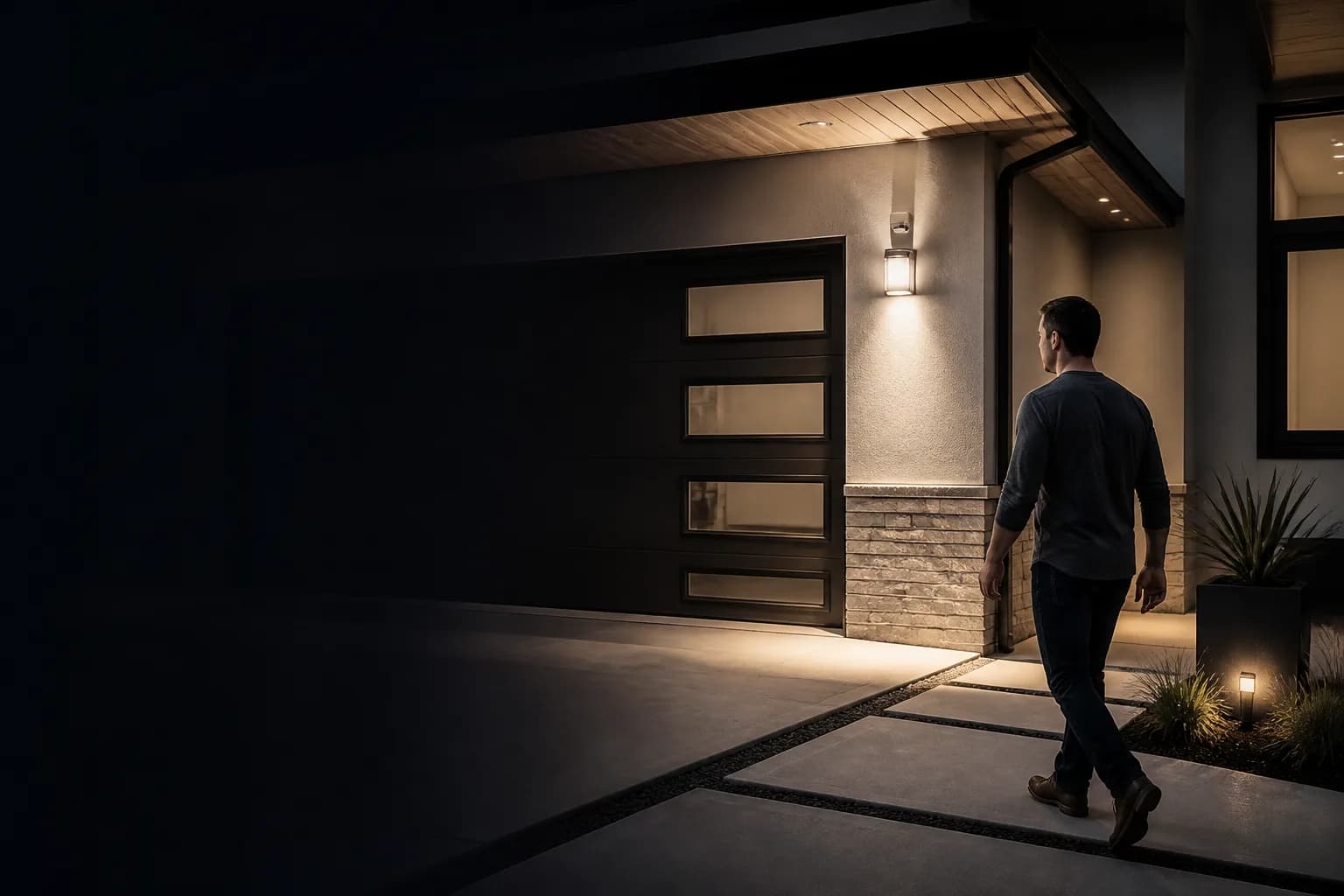 Motion-activated lighting in a residential hallway or entryway